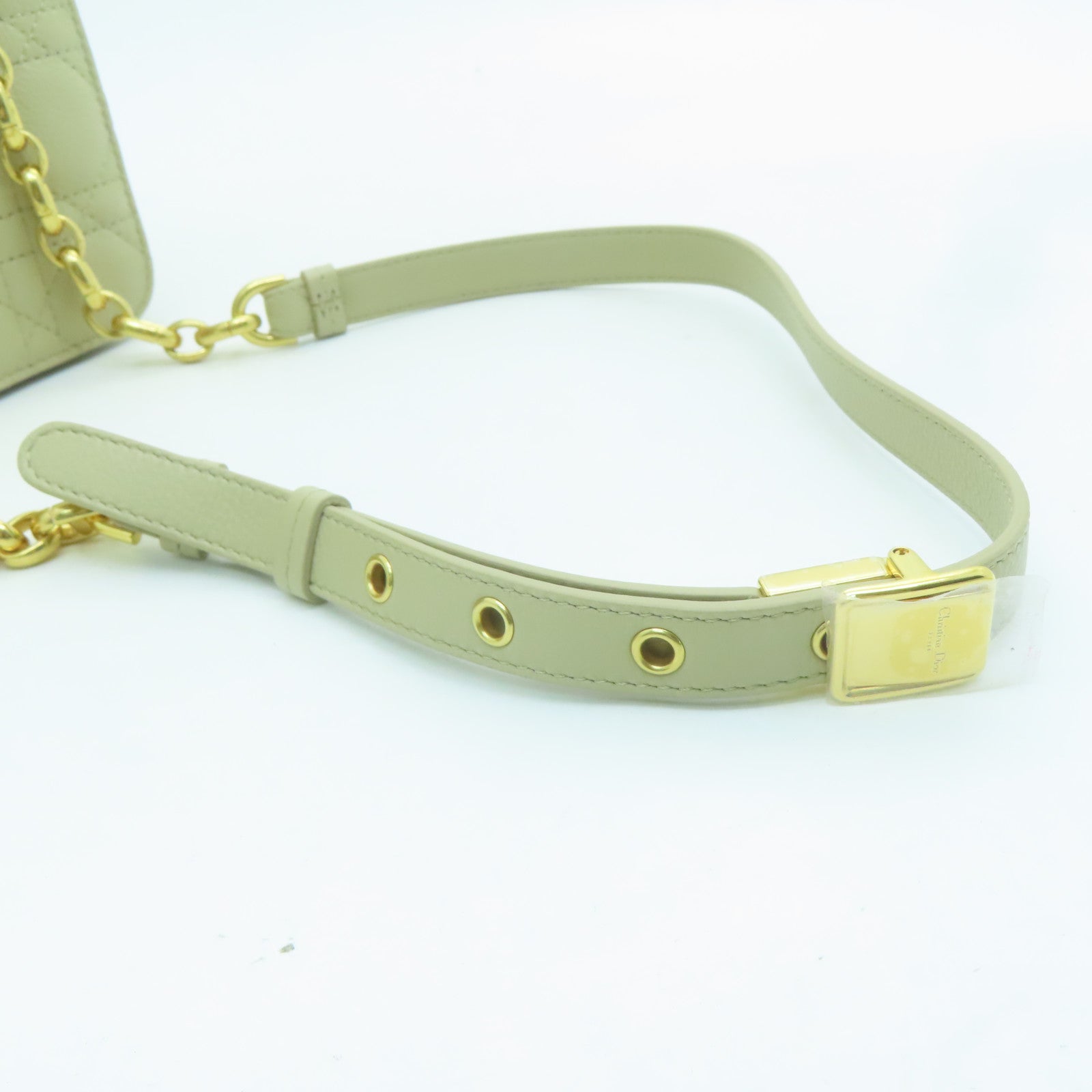 Dior Calfskin Leather Dior Caro Gold Buckle Shoulder Bag Beige