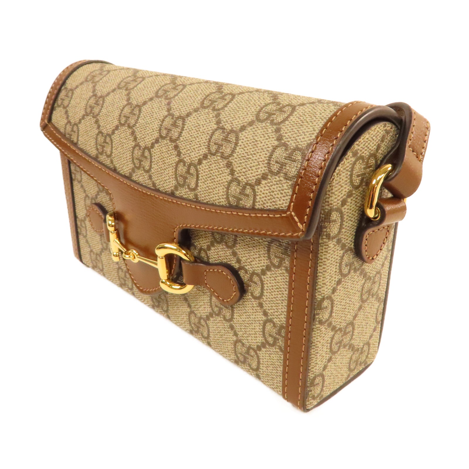GUCCI 塗層帆布Horsebit 1955 Mini Shoulder Bag肩背袋啡色