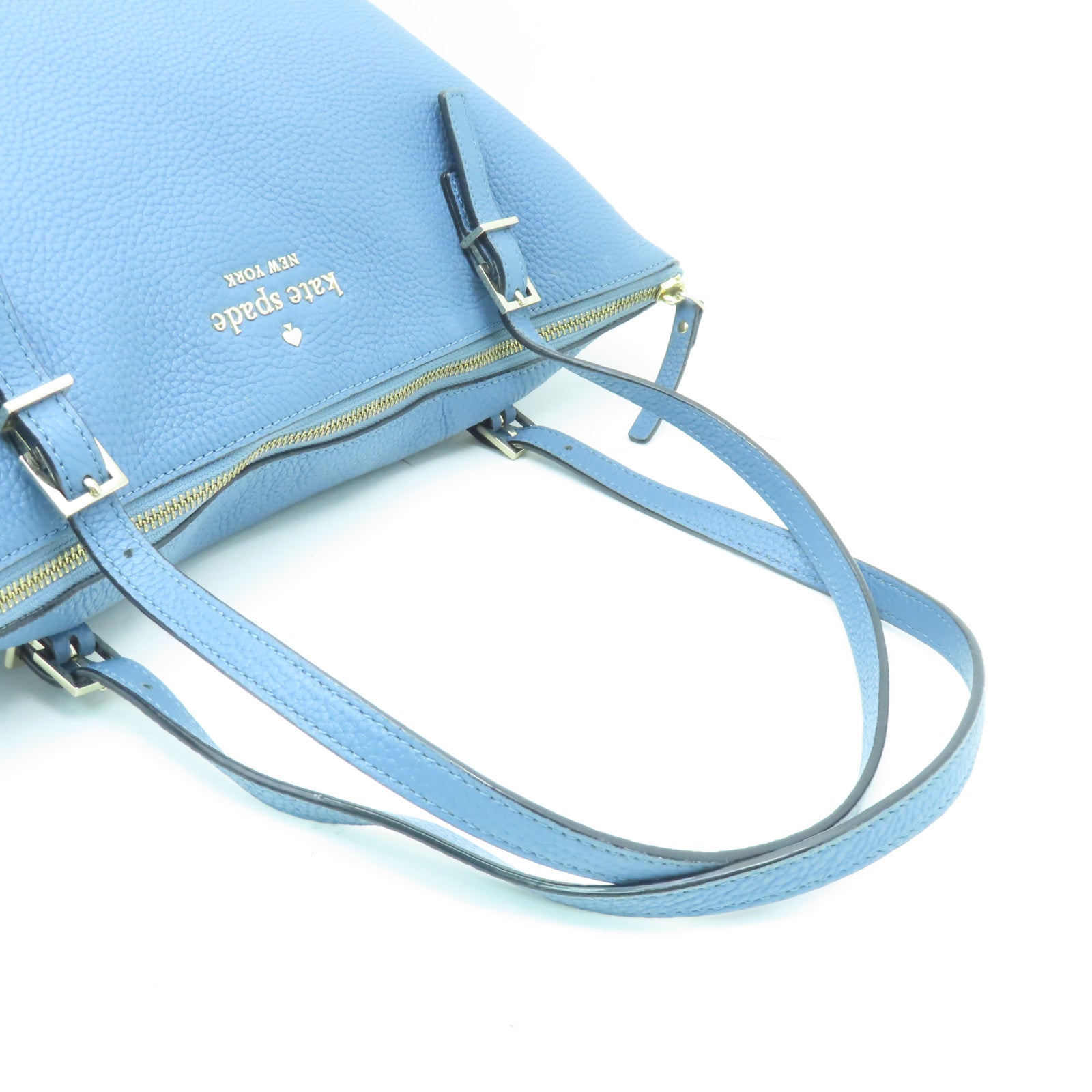 Kate Spade 牛皮皮革Tote Bag金扣手挽袋藍色