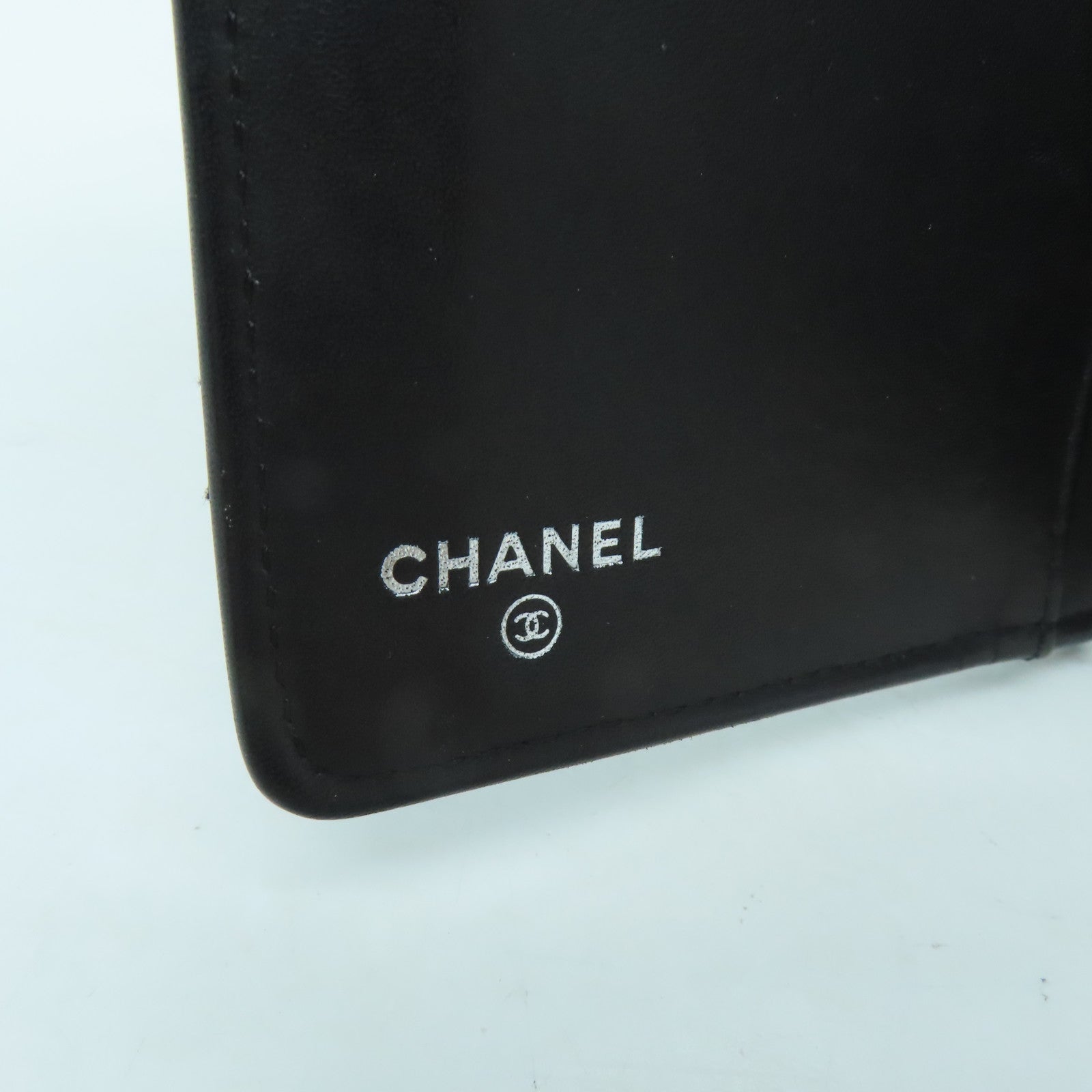 CHANEL 菱格皮革Long Wallet銀扣長錢包黑色
