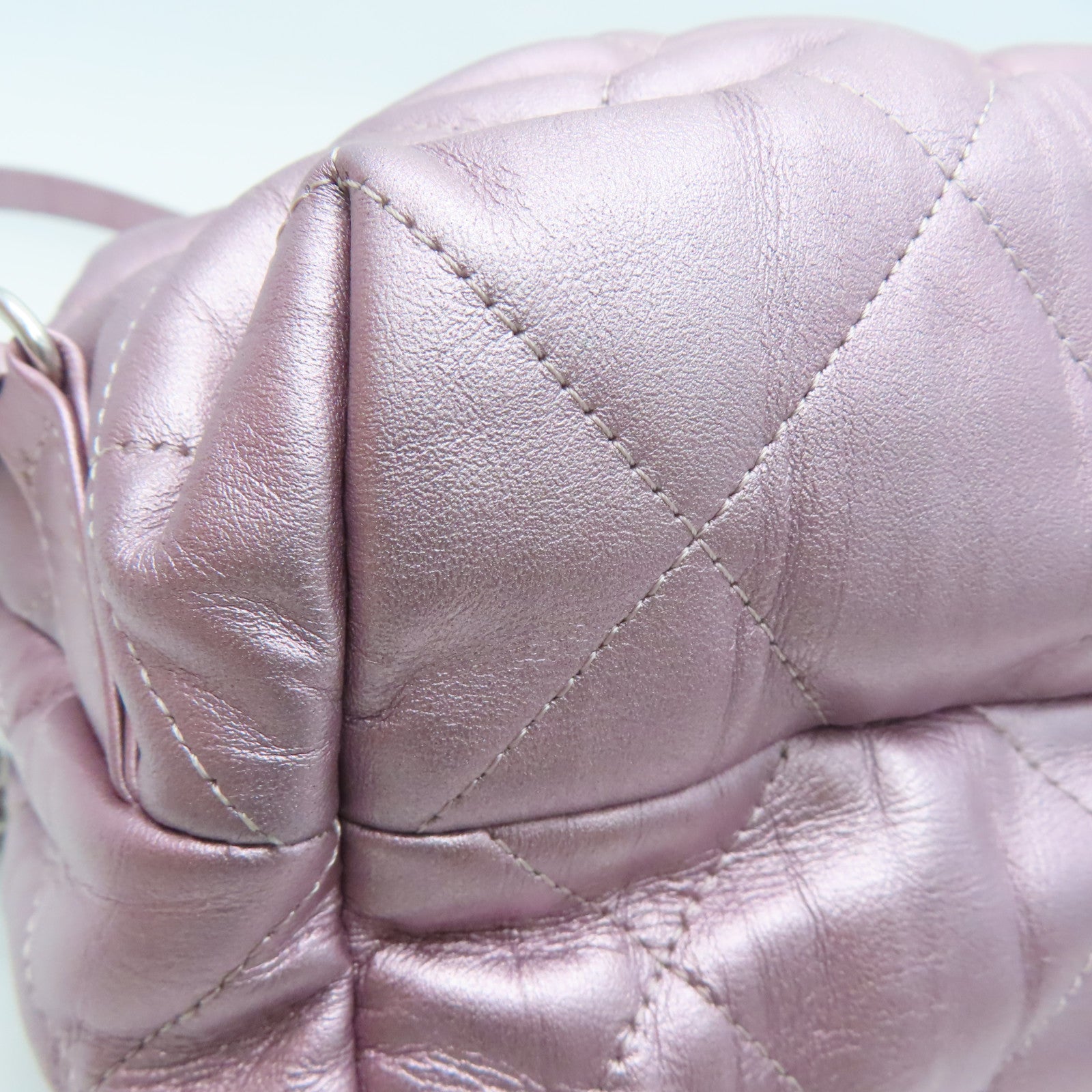 CHANEL rhombic cowhide leather Rucksack silver buckle backpack pink