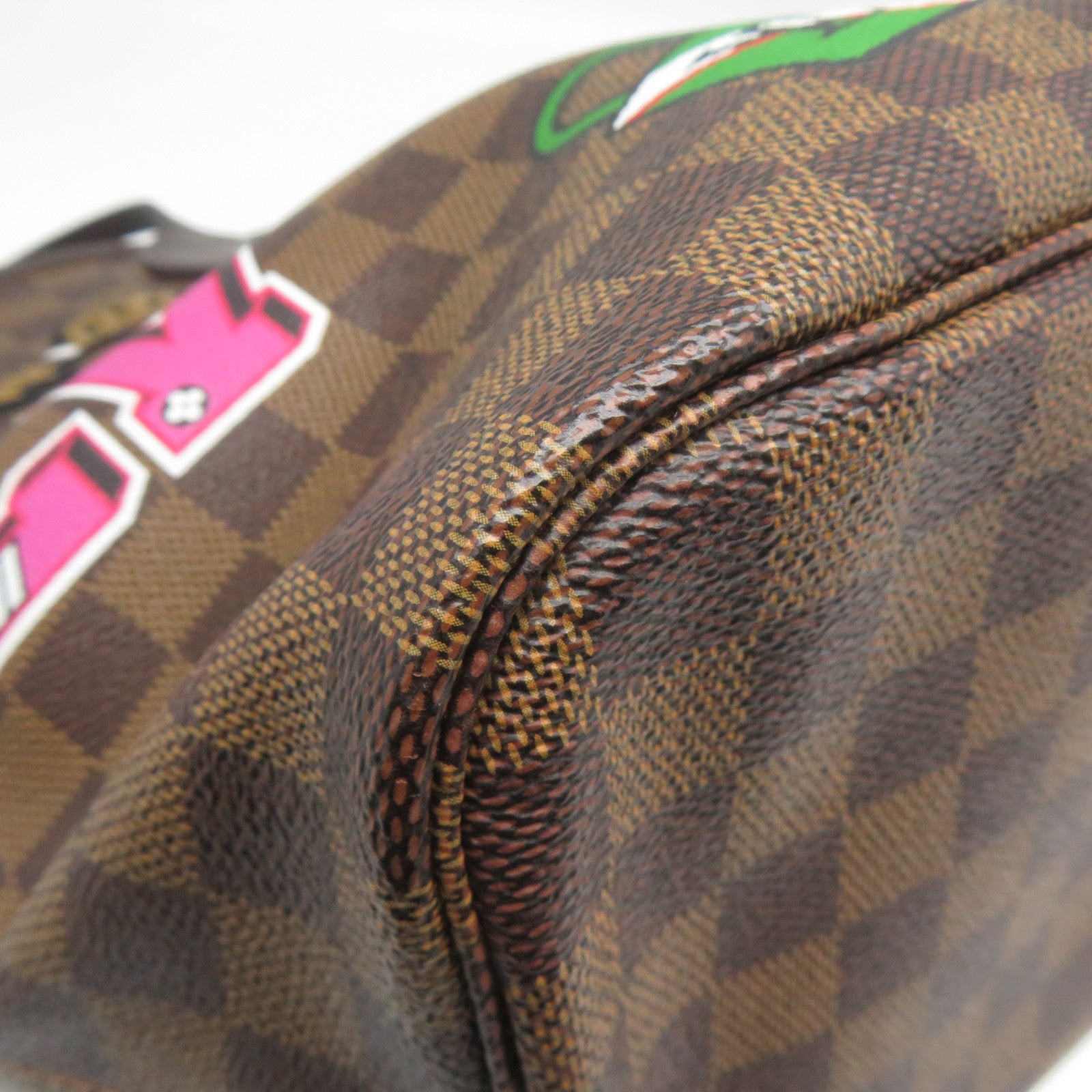 LOUIS VUITTON Damier Neverfull MM Pacthes Trunk金扣肩背袋啡色