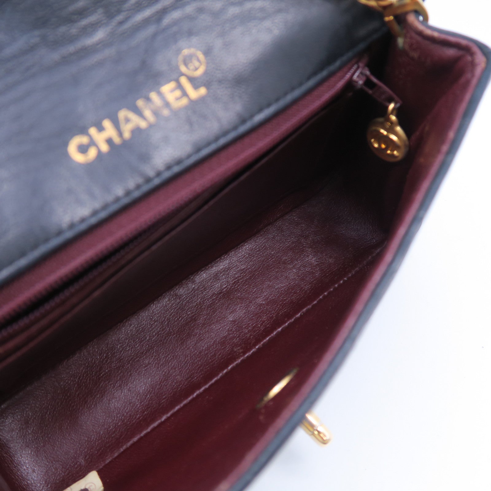 CHANEL 菱格羊皮皮革Chain Shoulder Bag金扣肩背袋黑色