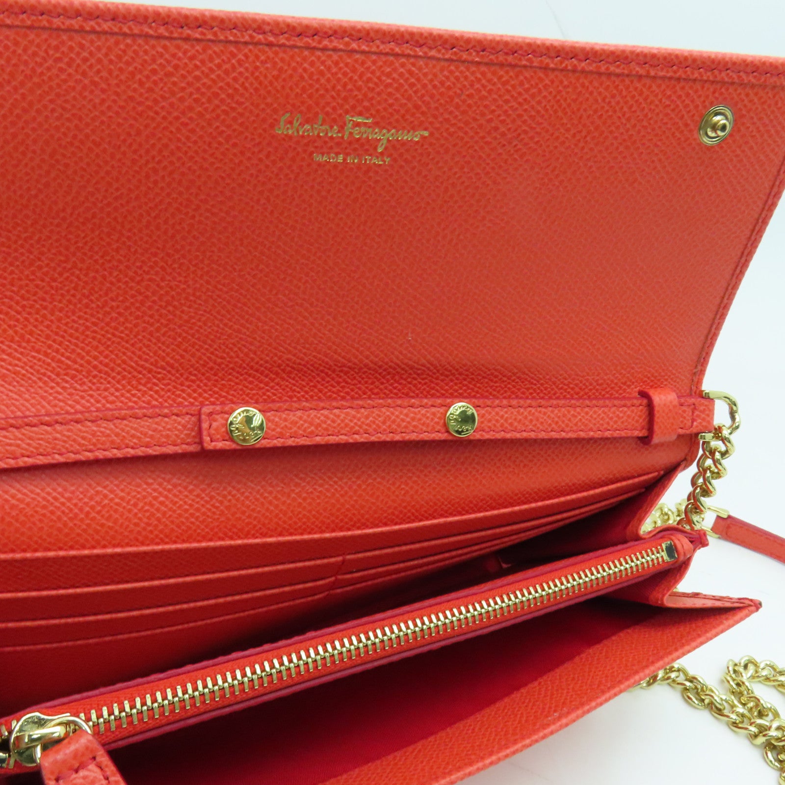 Salvatore Ferragamo 牛皮皮革Shoulder Bag金扣链带肩背袋橙色