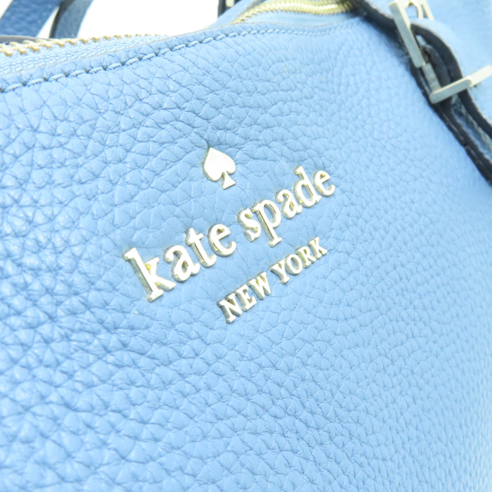 Kate Spade 牛皮皮革Tote Bag金扣手挽袋藍色