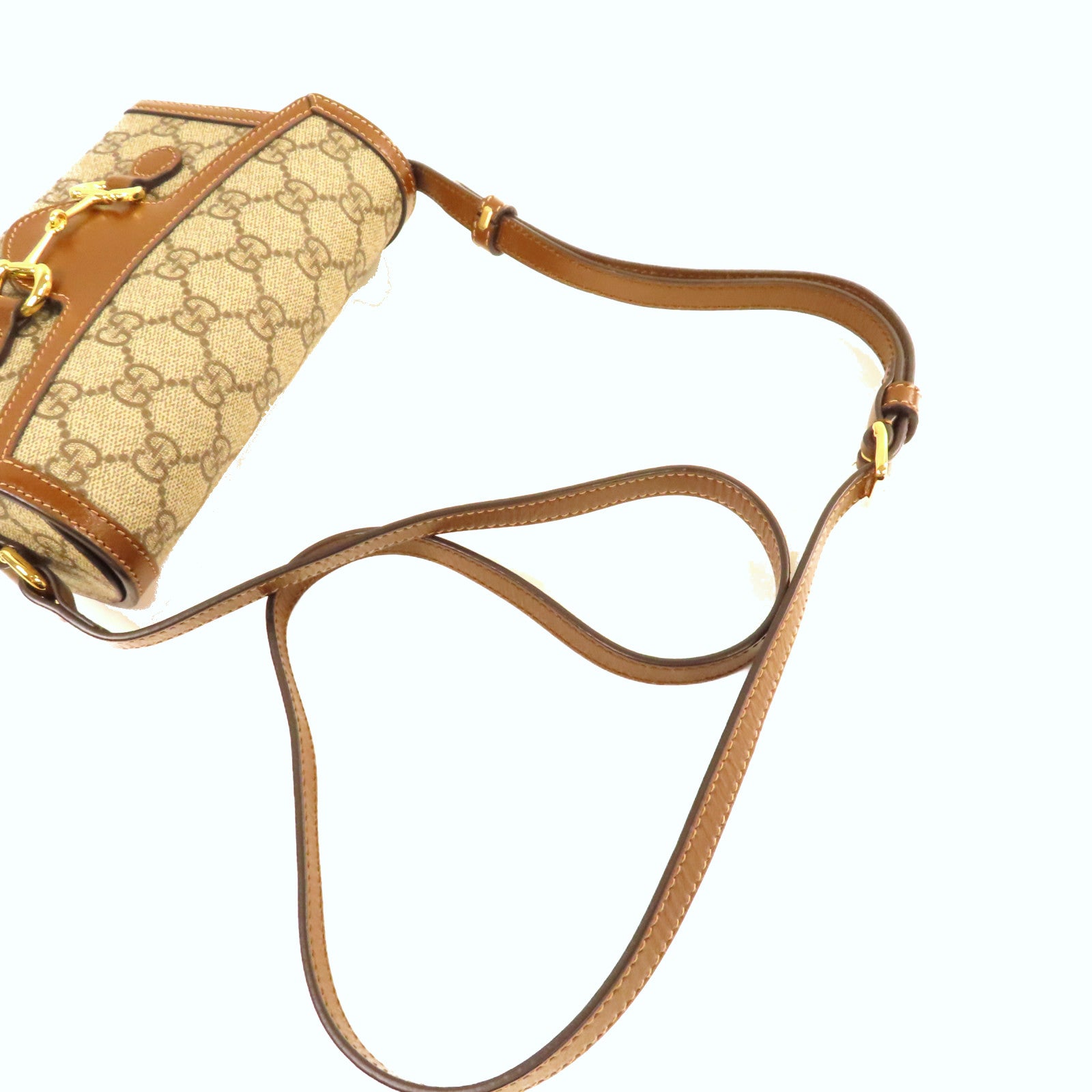 GUCCI 塗層帆布Horsebit 1955 Mini Shoulder Bag肩背袋啡色