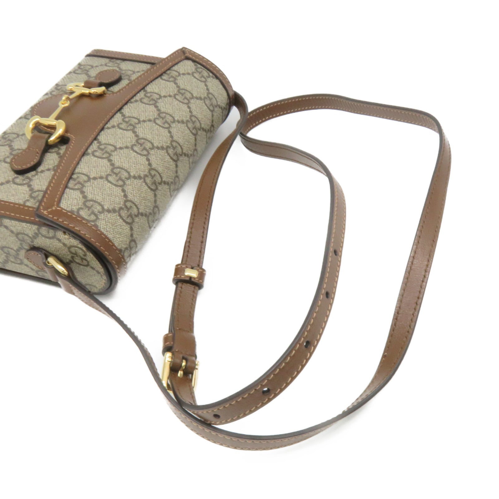 GUCCI 塗層帆布Horsebie 1955 Mini Shoulder Bag肩背袋啡色
