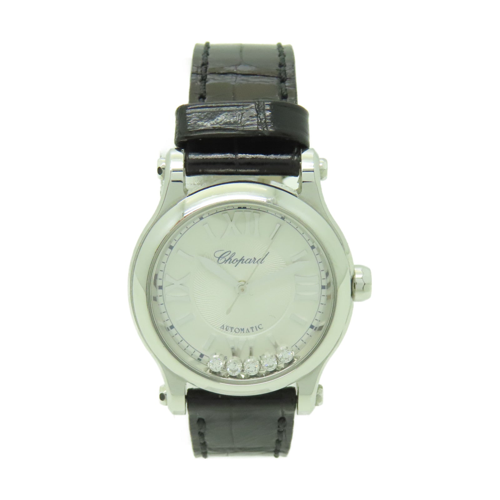 Chopard Happy Sport 5 Dia皮革/不鏽鋼手錶自動機芯白色