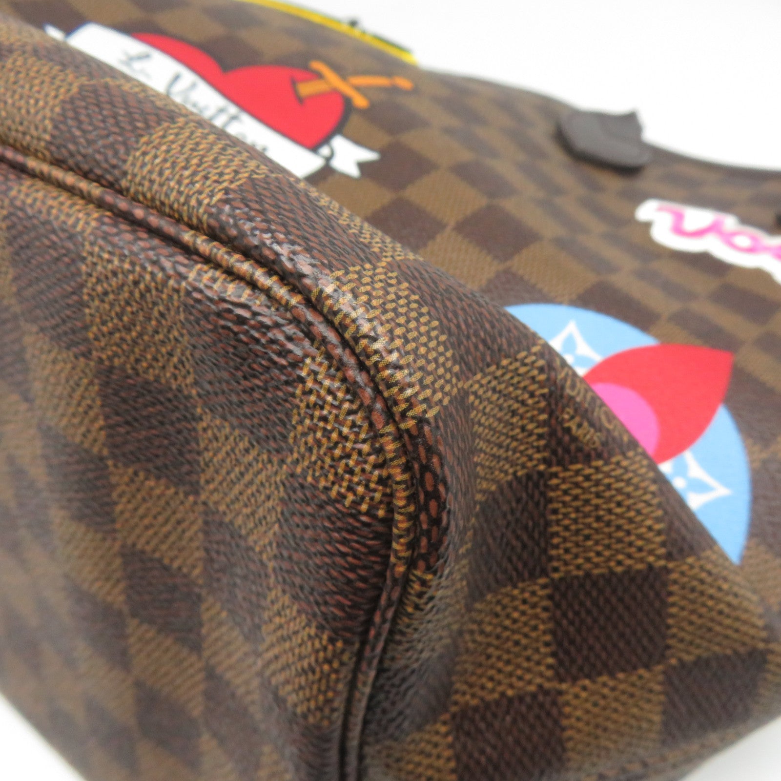 LOUIS VUITTON Damier Neverfull MM Pacthes Trunk金扣肩背袋啡色