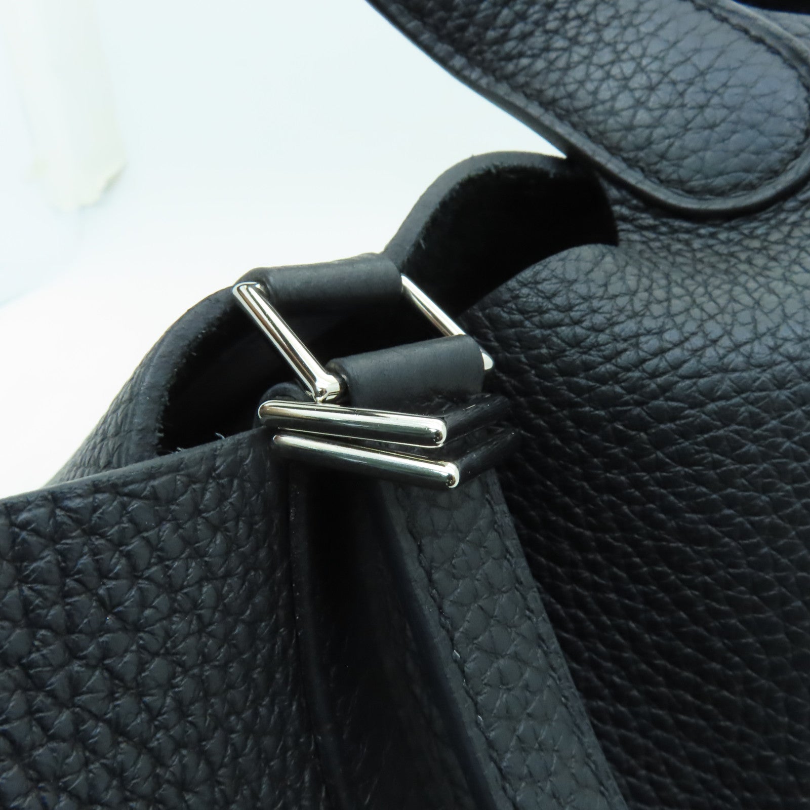 HERMES Clemence皮革Picotin MM銀扣手挽袋黒色