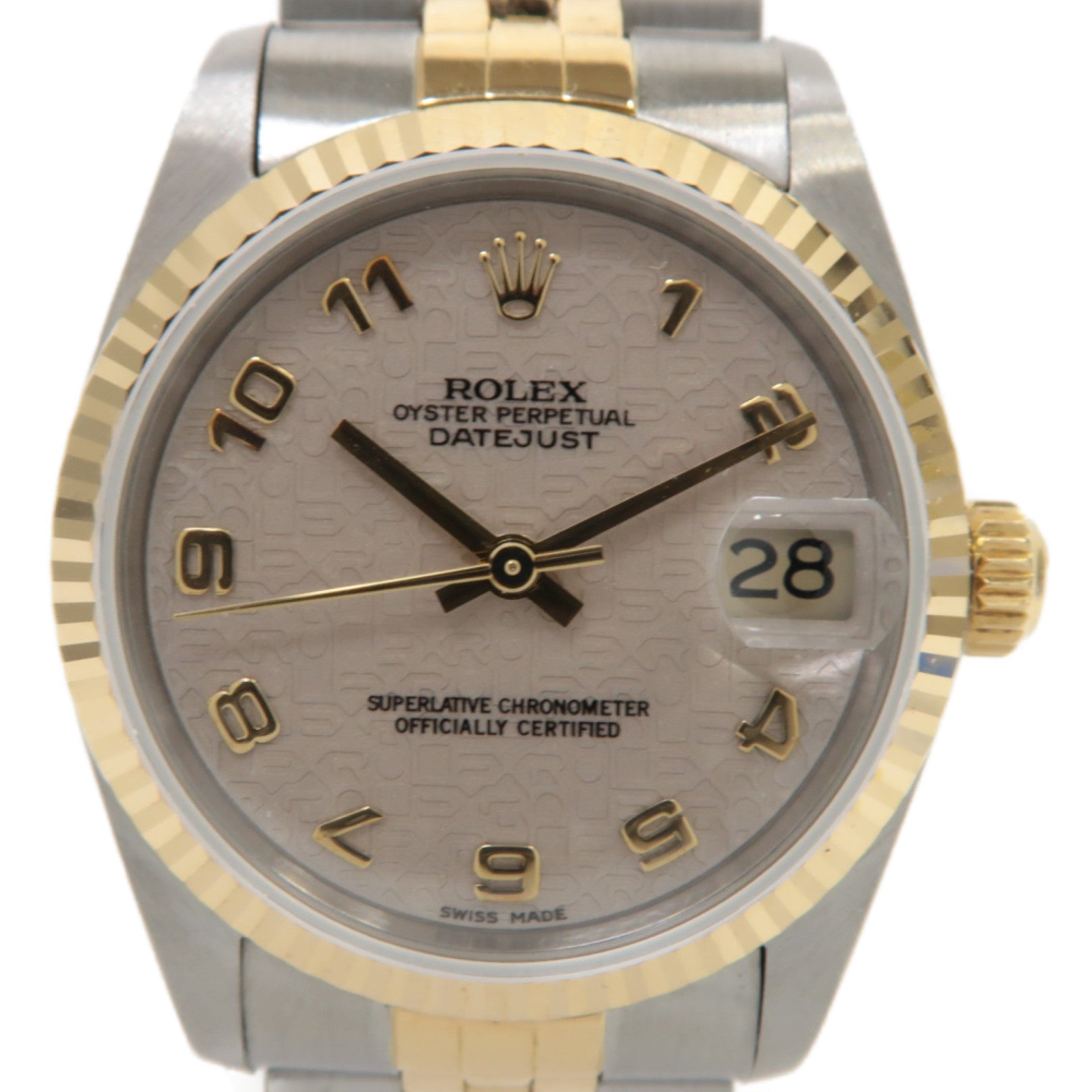 ROLEX Datejust18K黄金/不鏽鋼手錶自動機芯米色