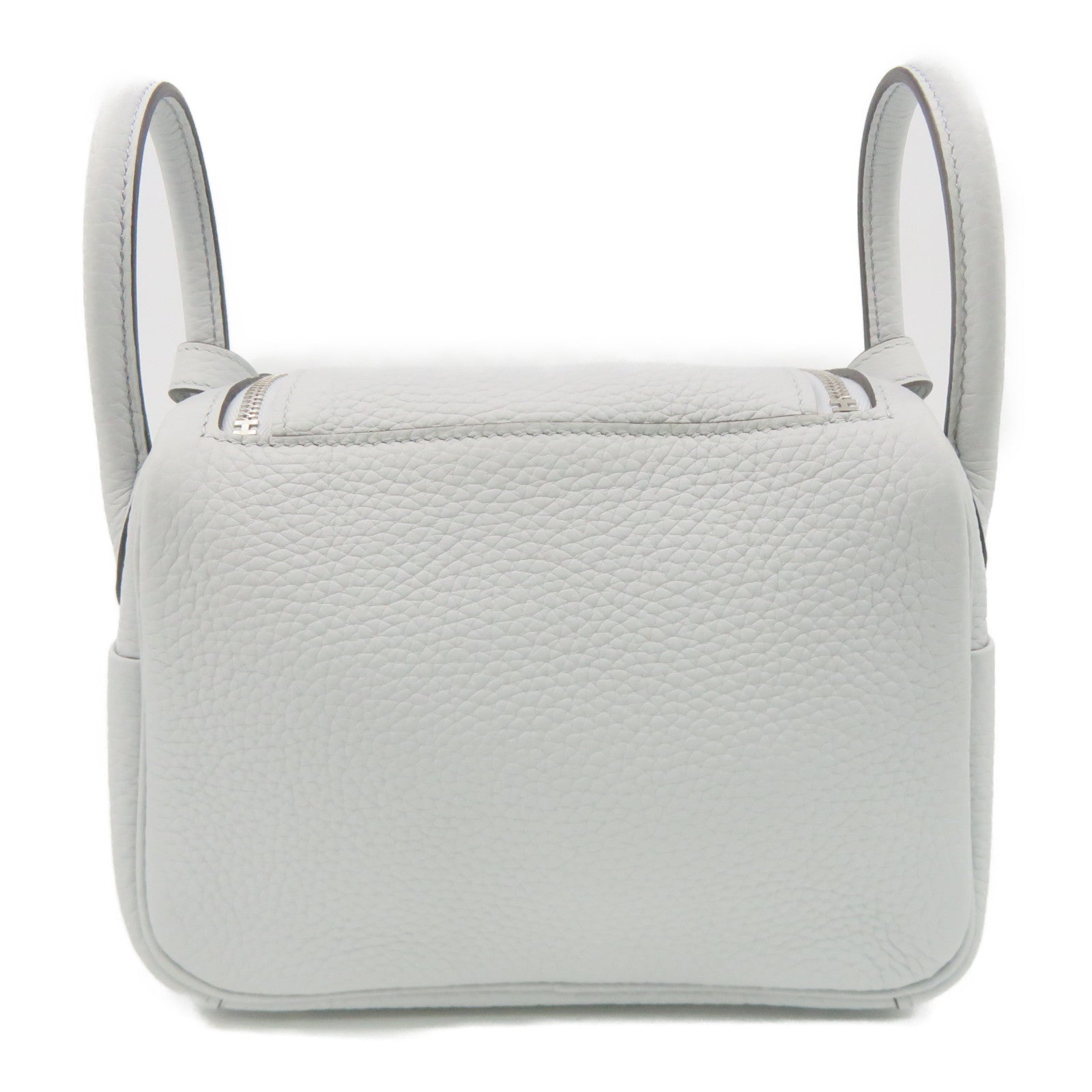 HERMES Clemence皮革Mini Lindy银扣肩背袋浅蓝