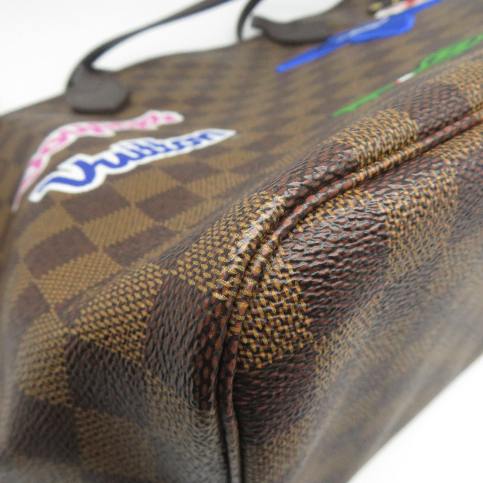 LOUIS VUITTON Damier Neverfull MM Pacthes Trunk金扣肩背袋啡色