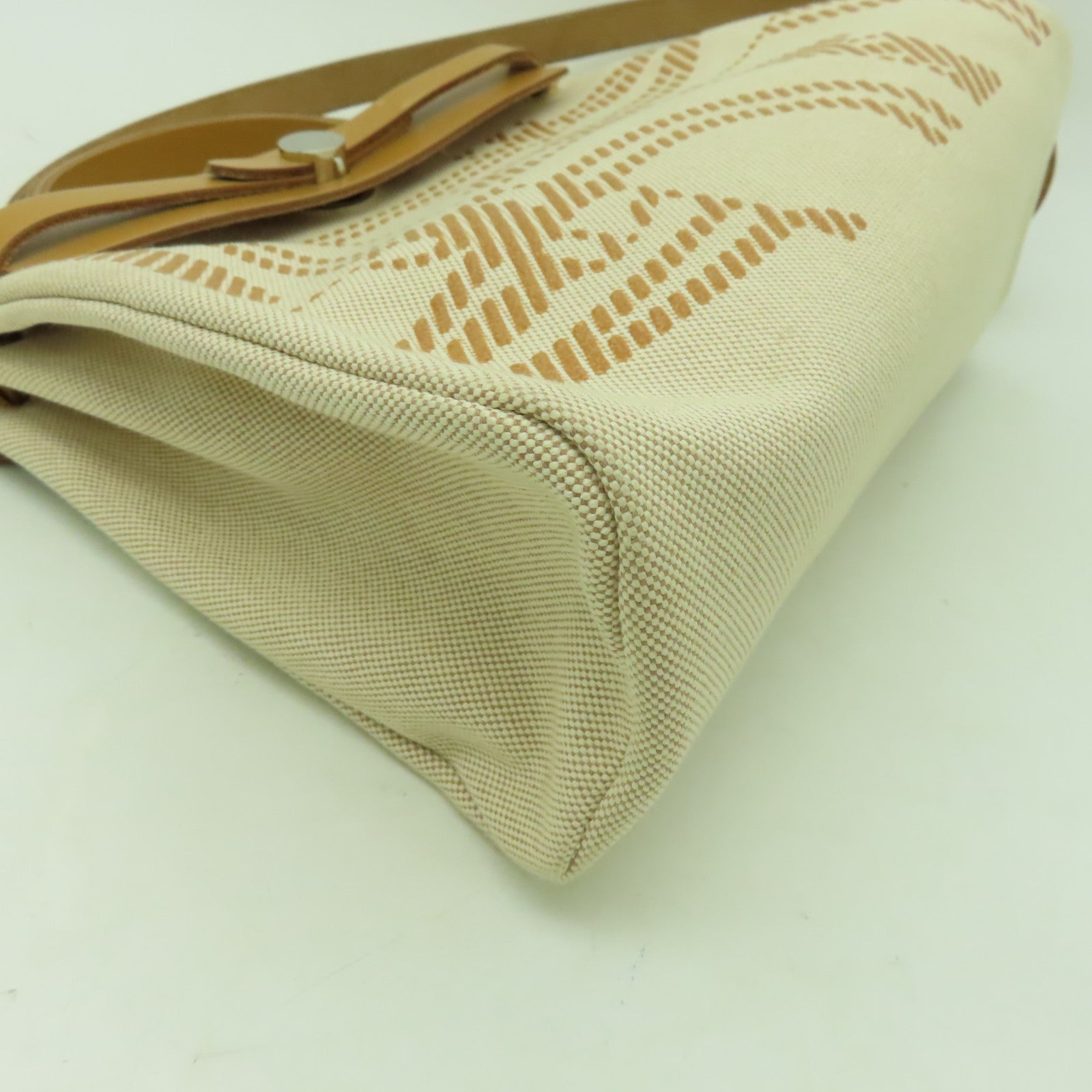 HERMES 帆布Herbag PM銀扣手挽肩背兩用袋米色/啡色
