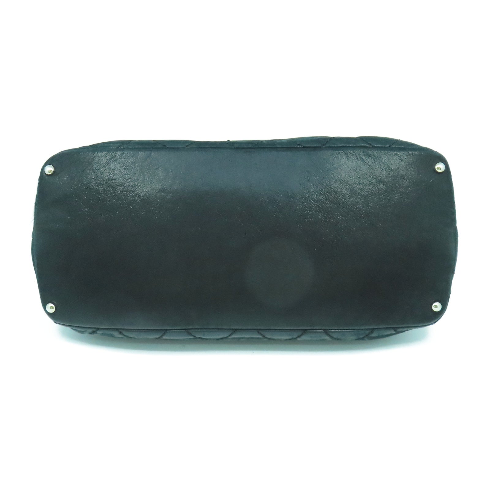 CHANEL 菱格牛皮皮革Shoulder Bag銀扣手挽肩背兩用袋黑色