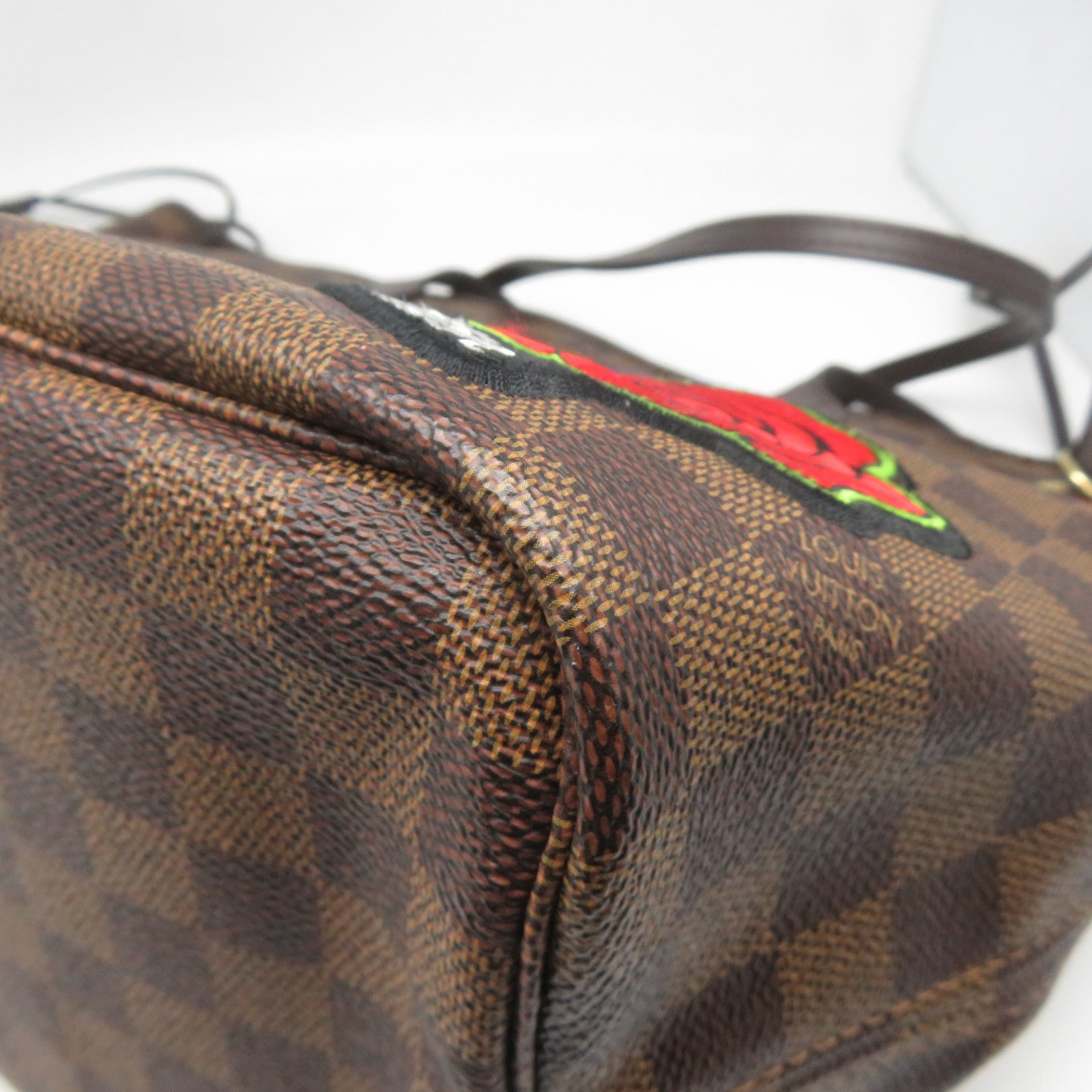 LOUIS VUITTON Damier Neverfull MM Pacthes Trunk金扣肩背袋啡色