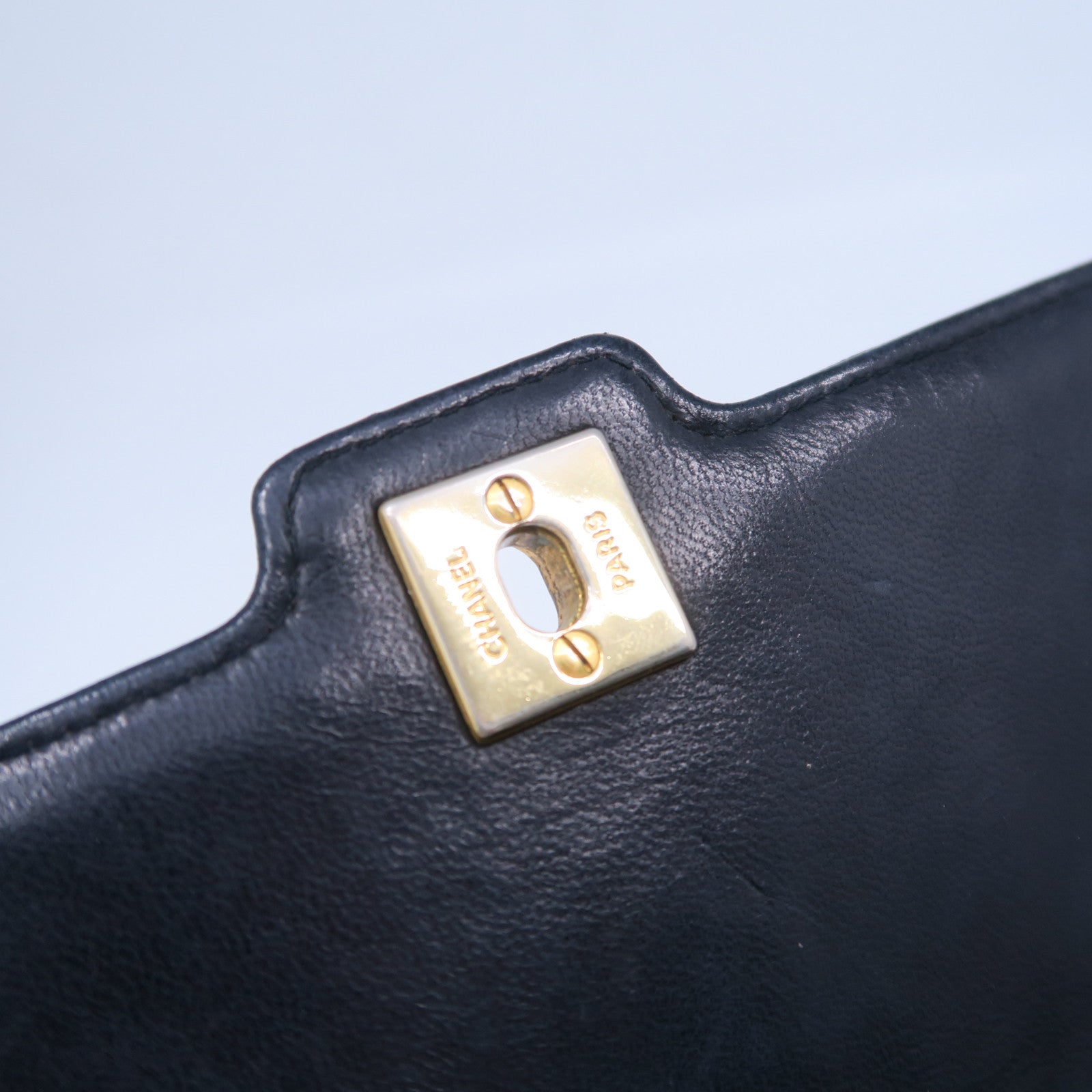 CHANEL 菱格羊皮皮革Chain Shoulder Bag金扣肩背袋黑色
