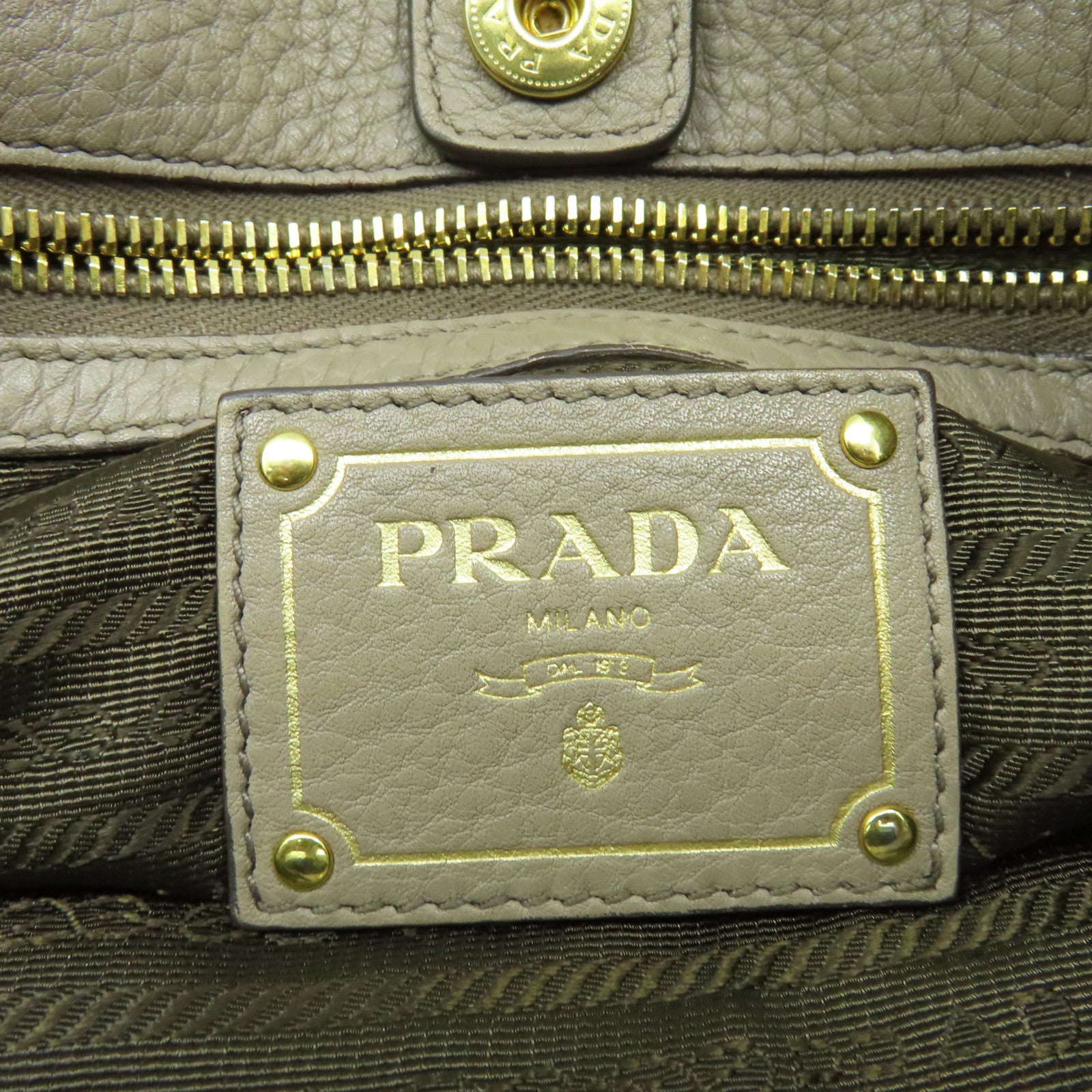 PRADA 牛皮皮革Vitello Daino 2Way Shoulder Bag手挽肩背兩用袋杏色