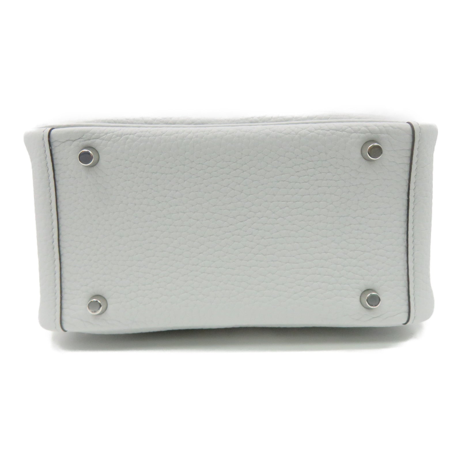 HERMES Clemence皮革Mini Lindy银扣肩背袋浅蓝