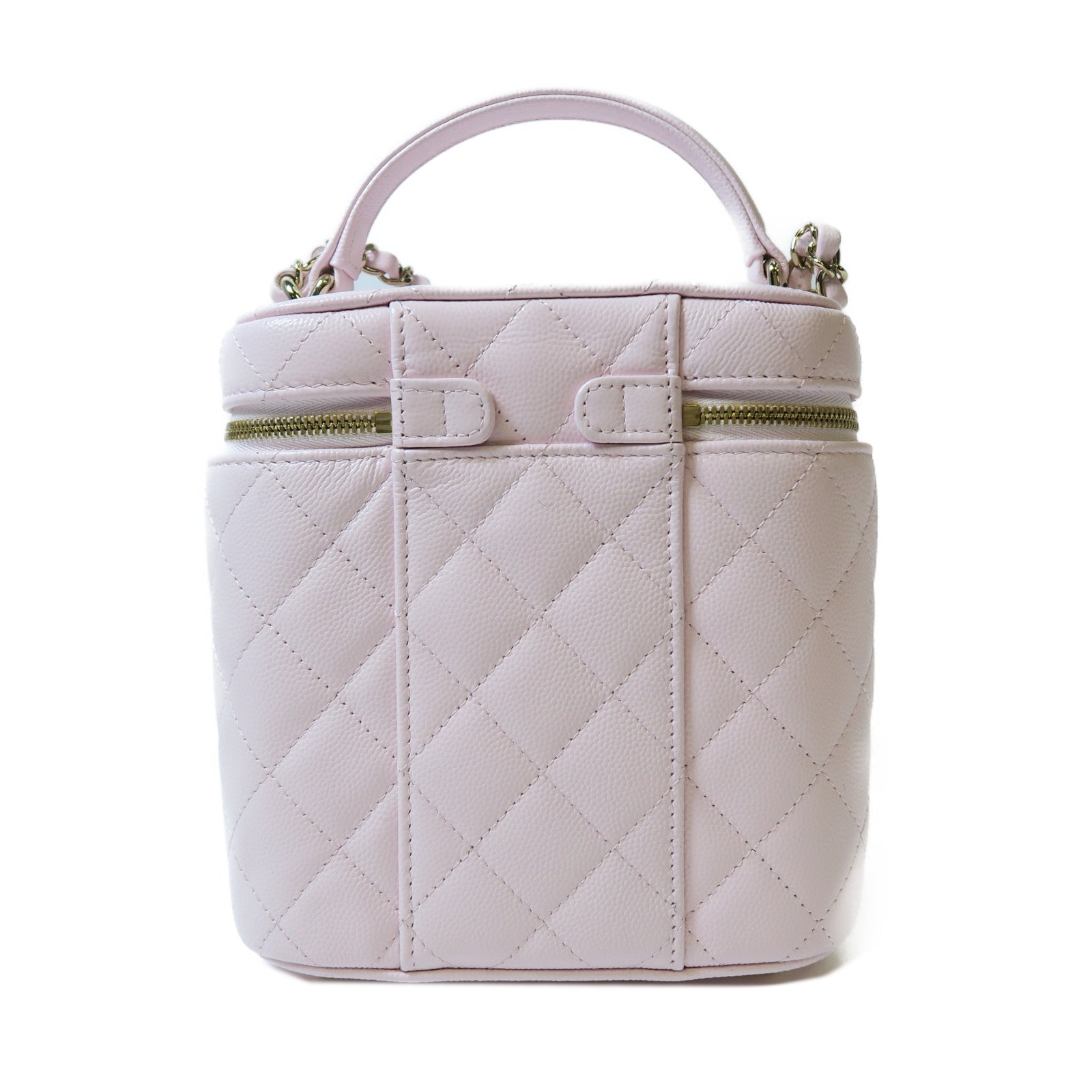 CHANEL 菱格Caviar皮革Shoulder Bag金扣手挽肩背兩用袋粉紅色