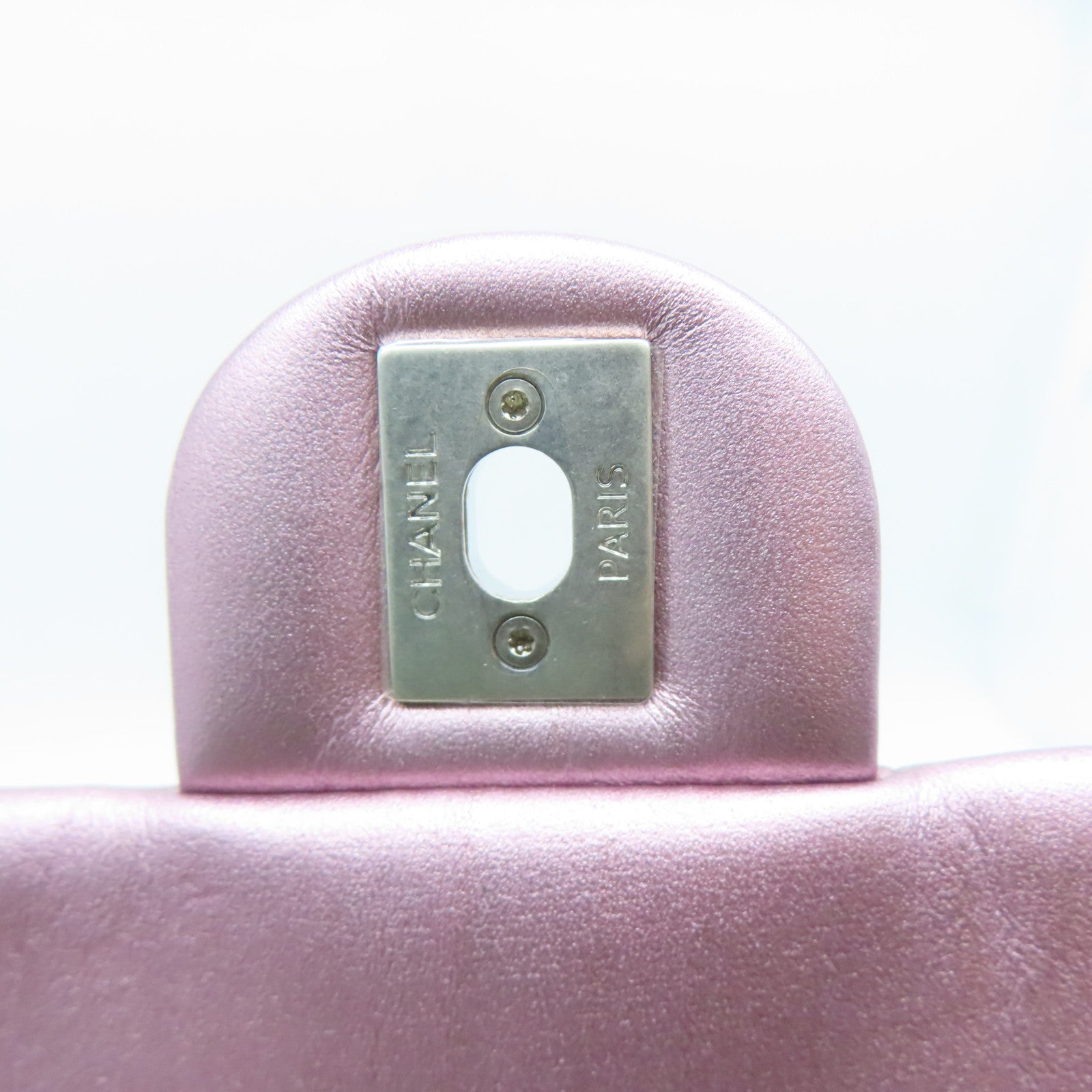 CHANEL rhombic cowhide leather Rucksack silver buckle backpack pink