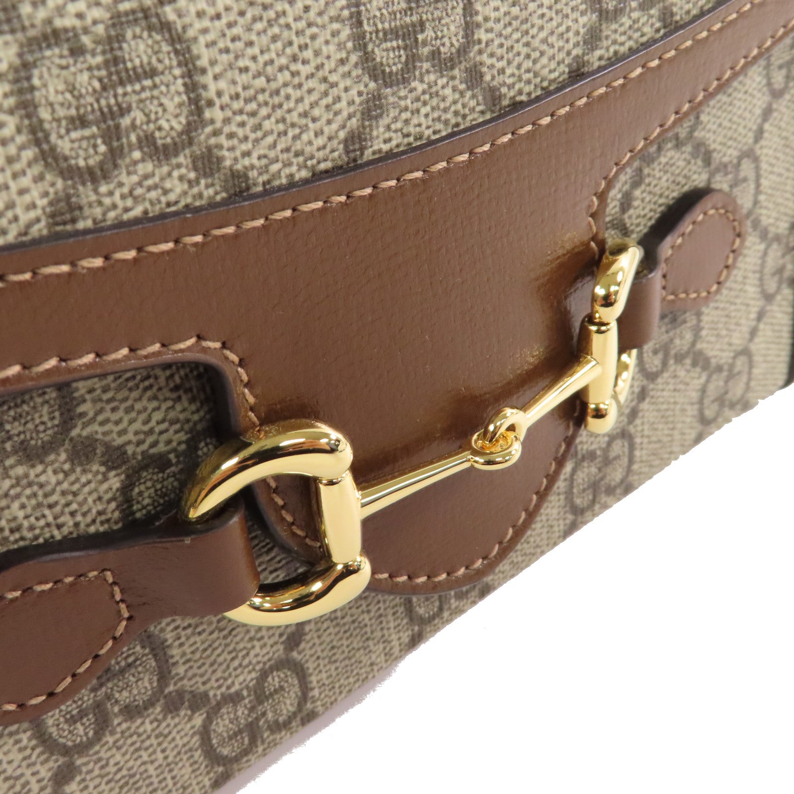 GUCCI 塗層帆布Horsebit 1955 Mini Shoulder Bag肩背袋啡色