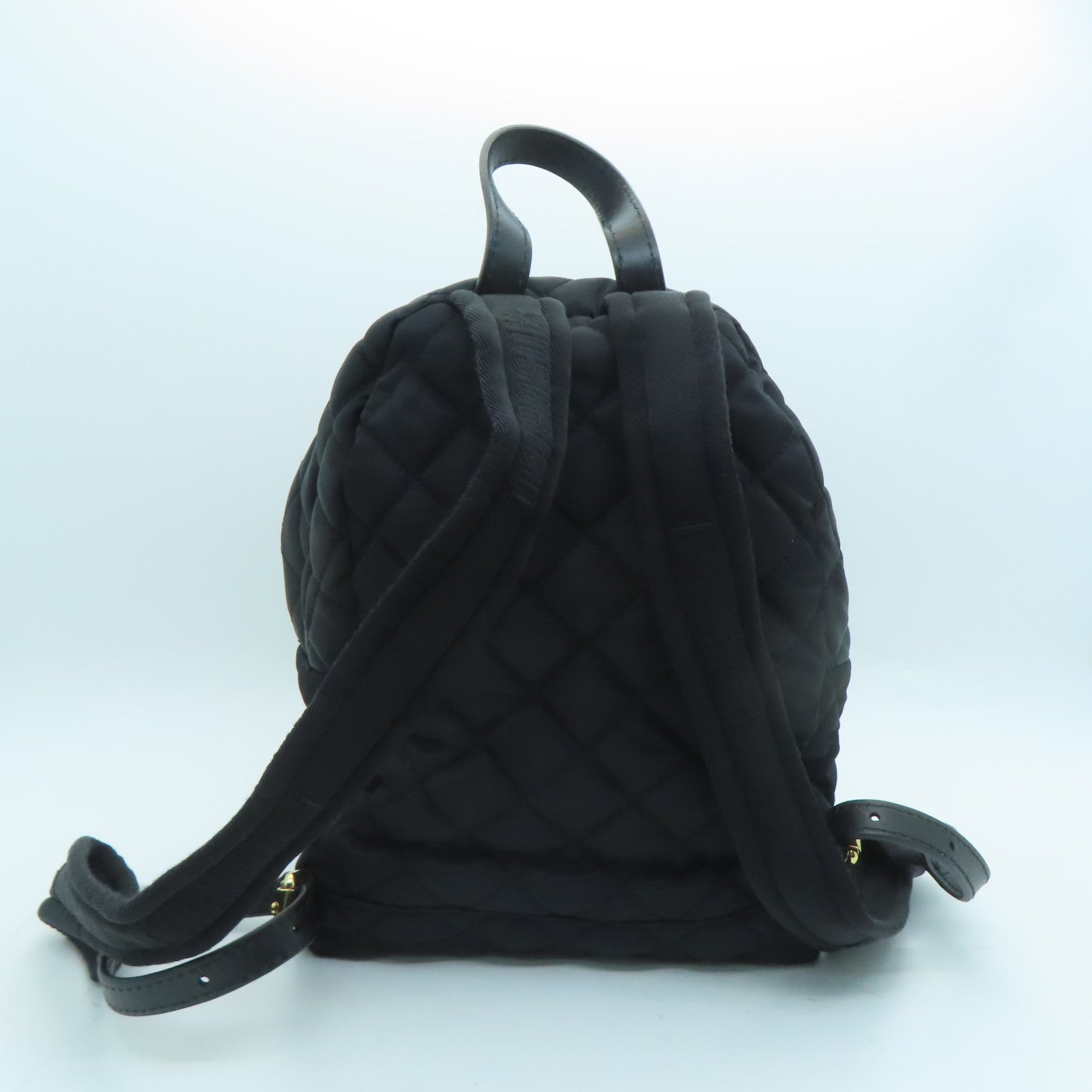 MOSCHINO Rhombus Nylon Backpack Gold Buckle Backpack Black