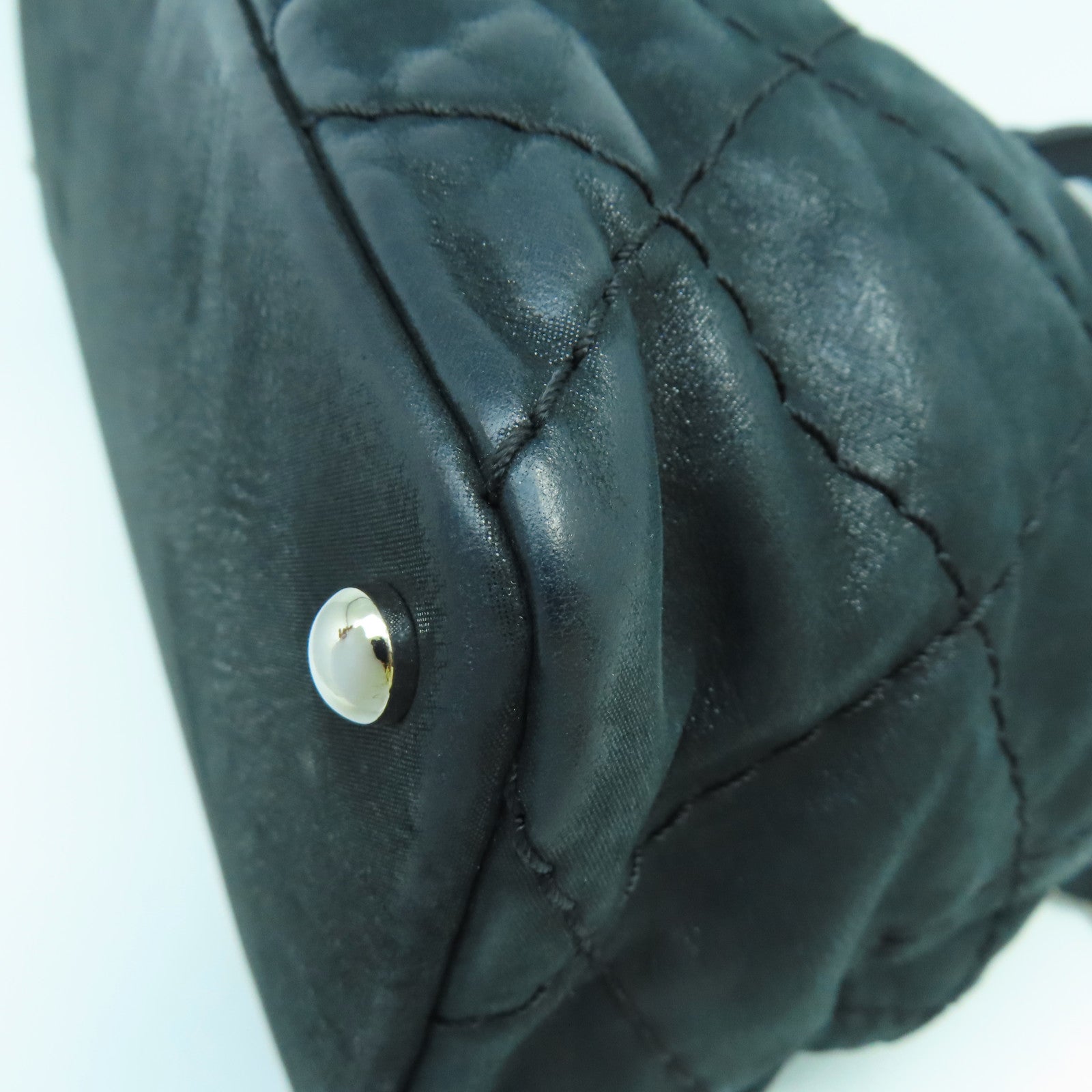 CHANEL 菱格牛皮皮革Shoulder Bag銀扣手挽肩背兩用袋黑色