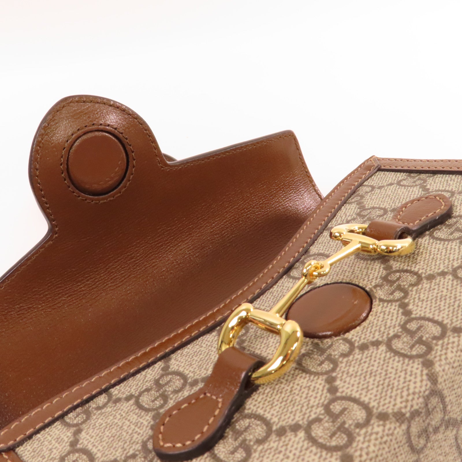 GUCCI 塗層帆布Horsebit 1955 Mini Shoulder Bag肩背袋啡色