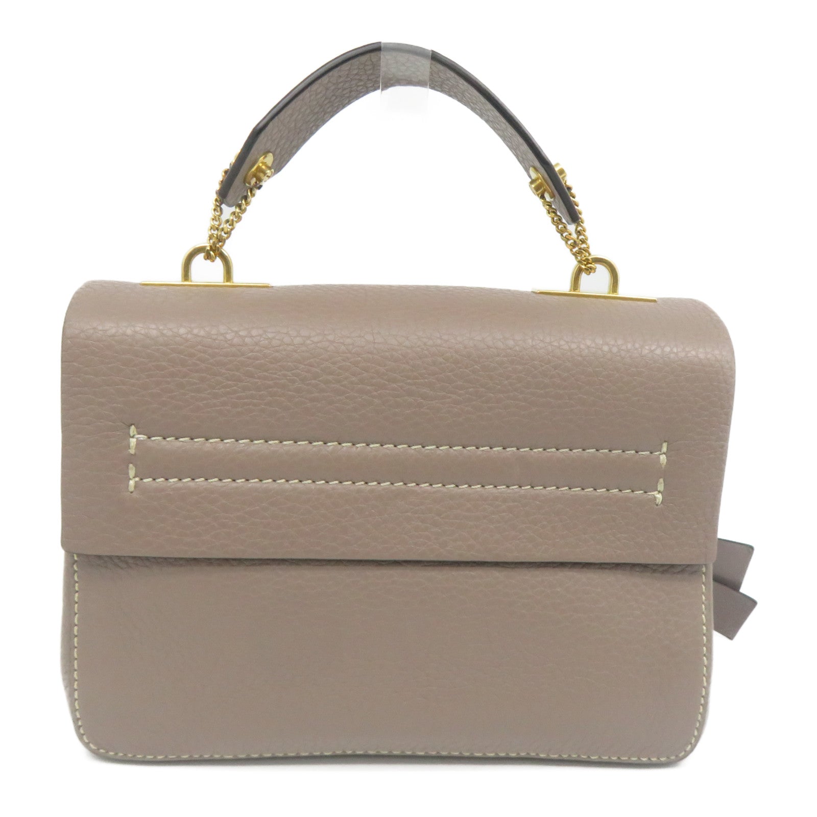 Valentino 牛皮皮革2 Way Shoulder金扣手挽肩背兩用袋灰色