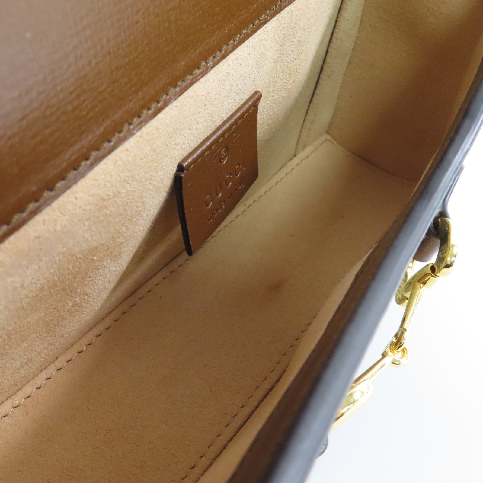 GUCCI 塗層帆布Horsebit 1955 Mini Shoulder Bag肩背袋啡色