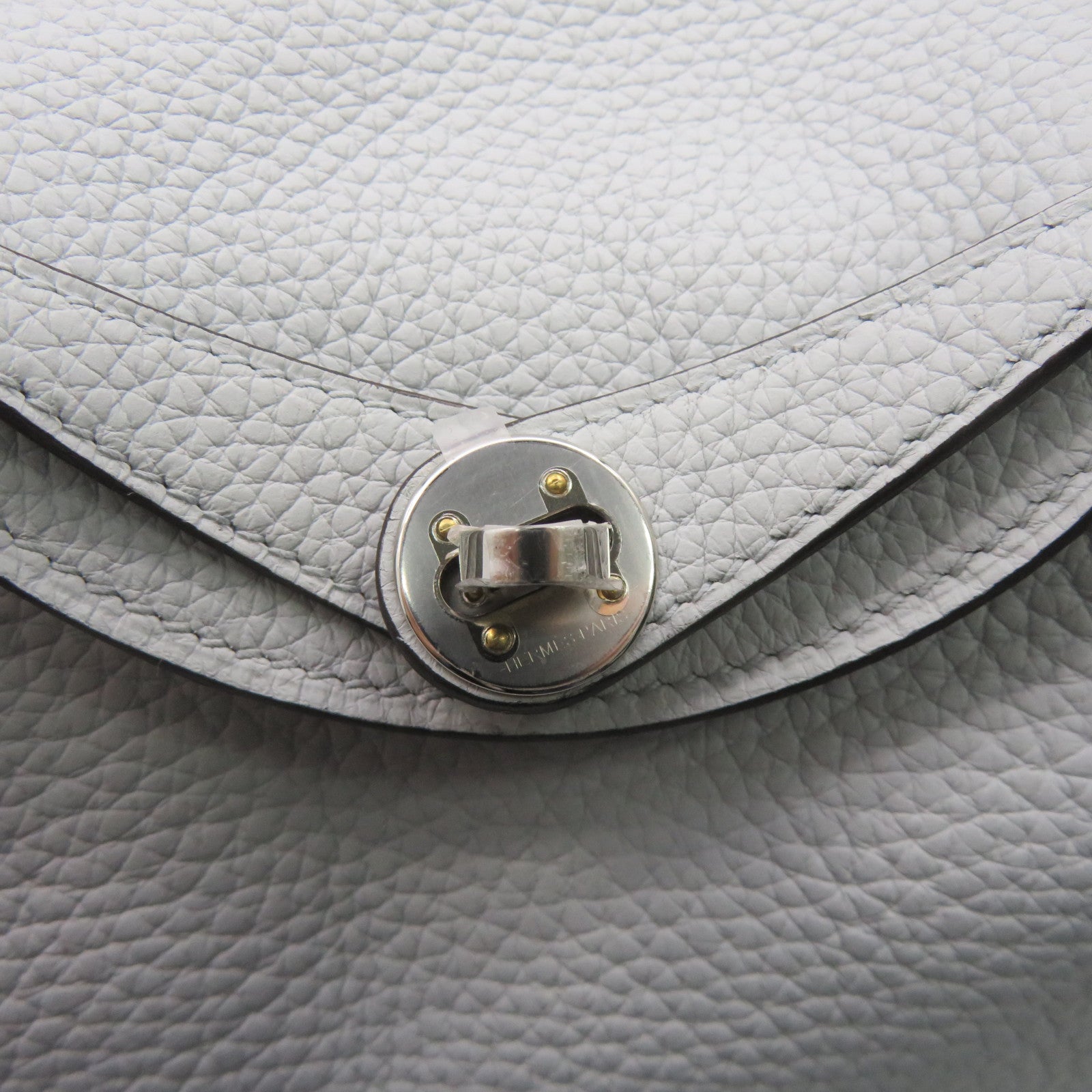 HERMES Clemence皮革Mini Lindy银扣肩背袋浅蓝