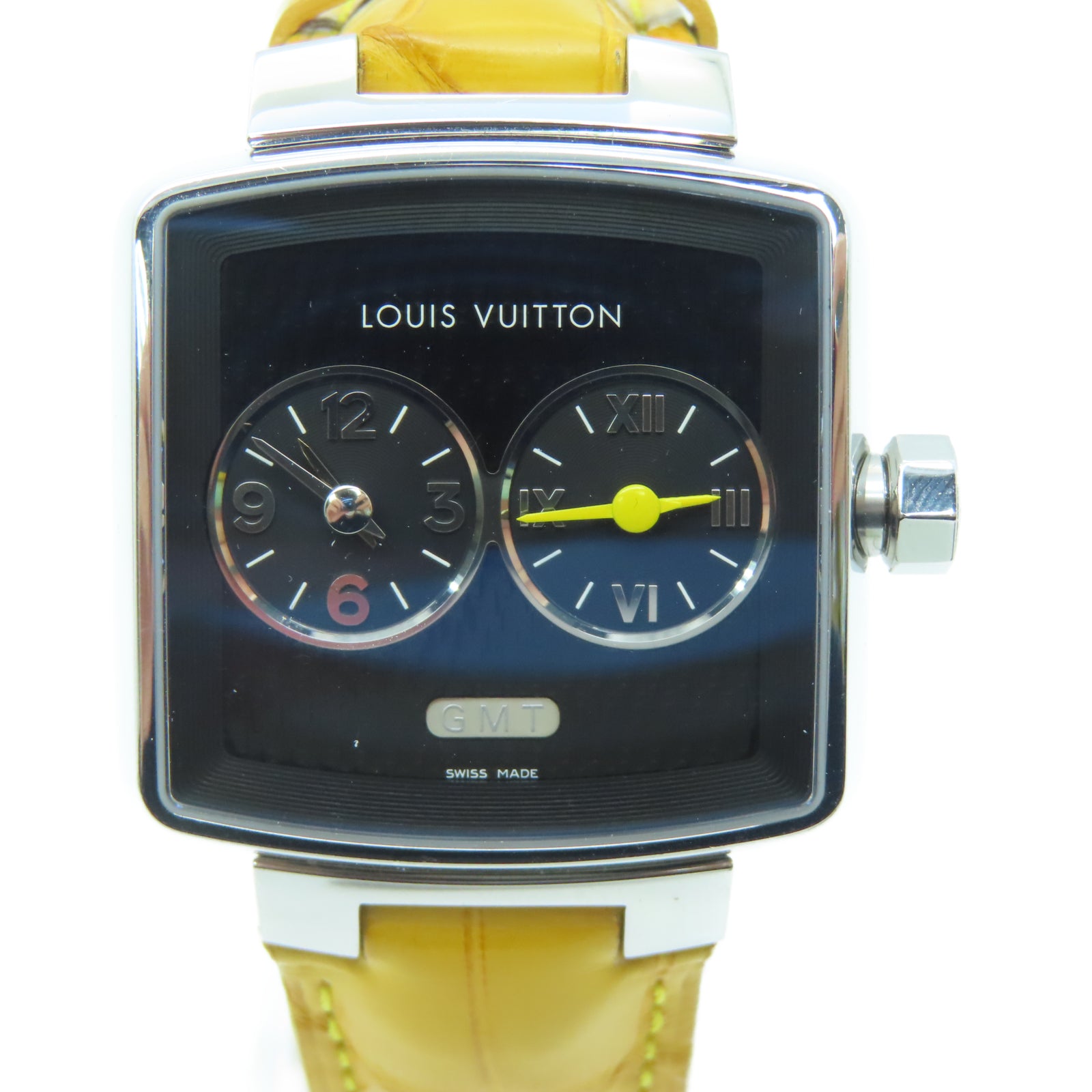 LOUIS VUITTON Speedy Duo Jet GMT不鏽鋼手錶手錶石英機芯黑色