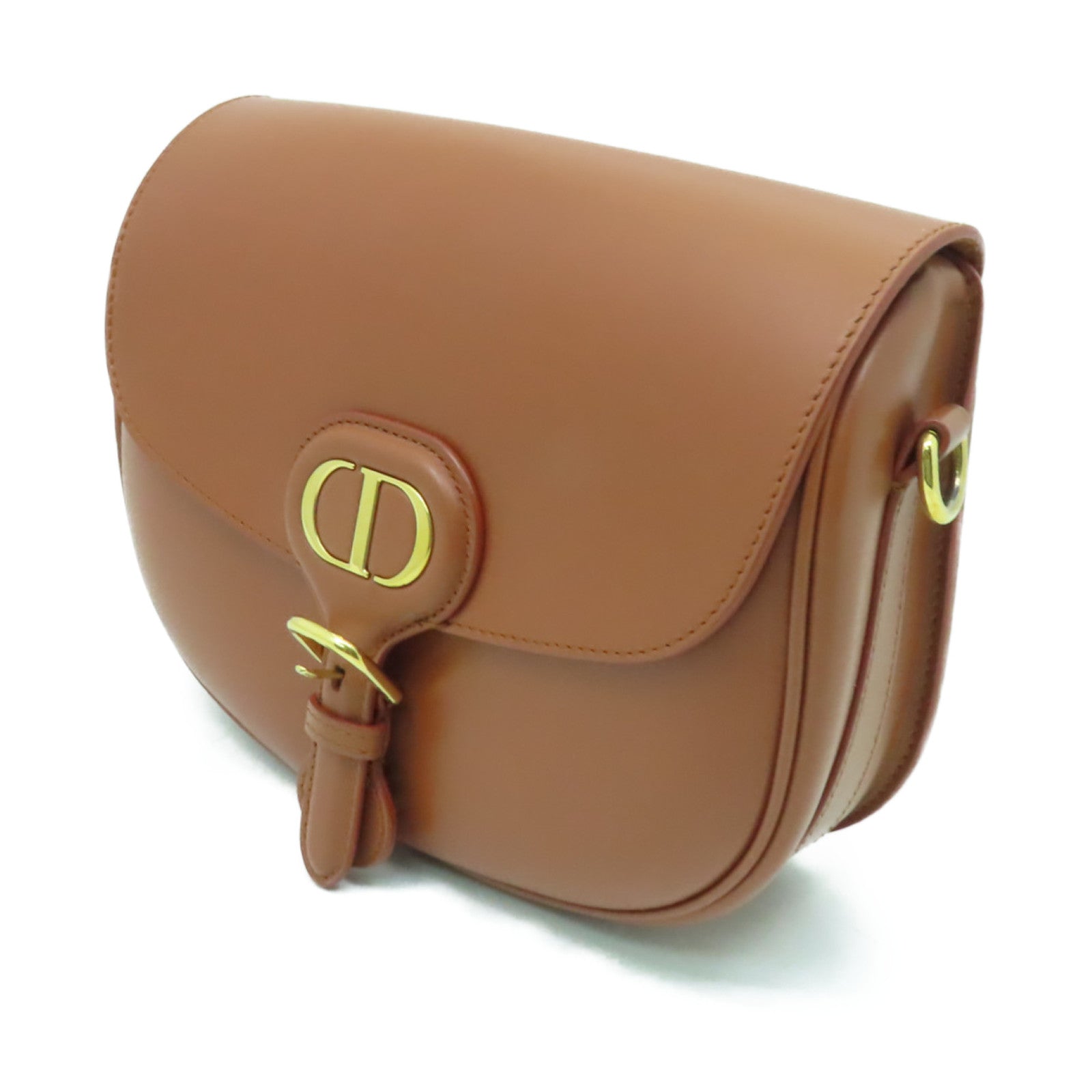 Dior 牛皮皮革Bobby Medium Bag金扣肩背袋棕色