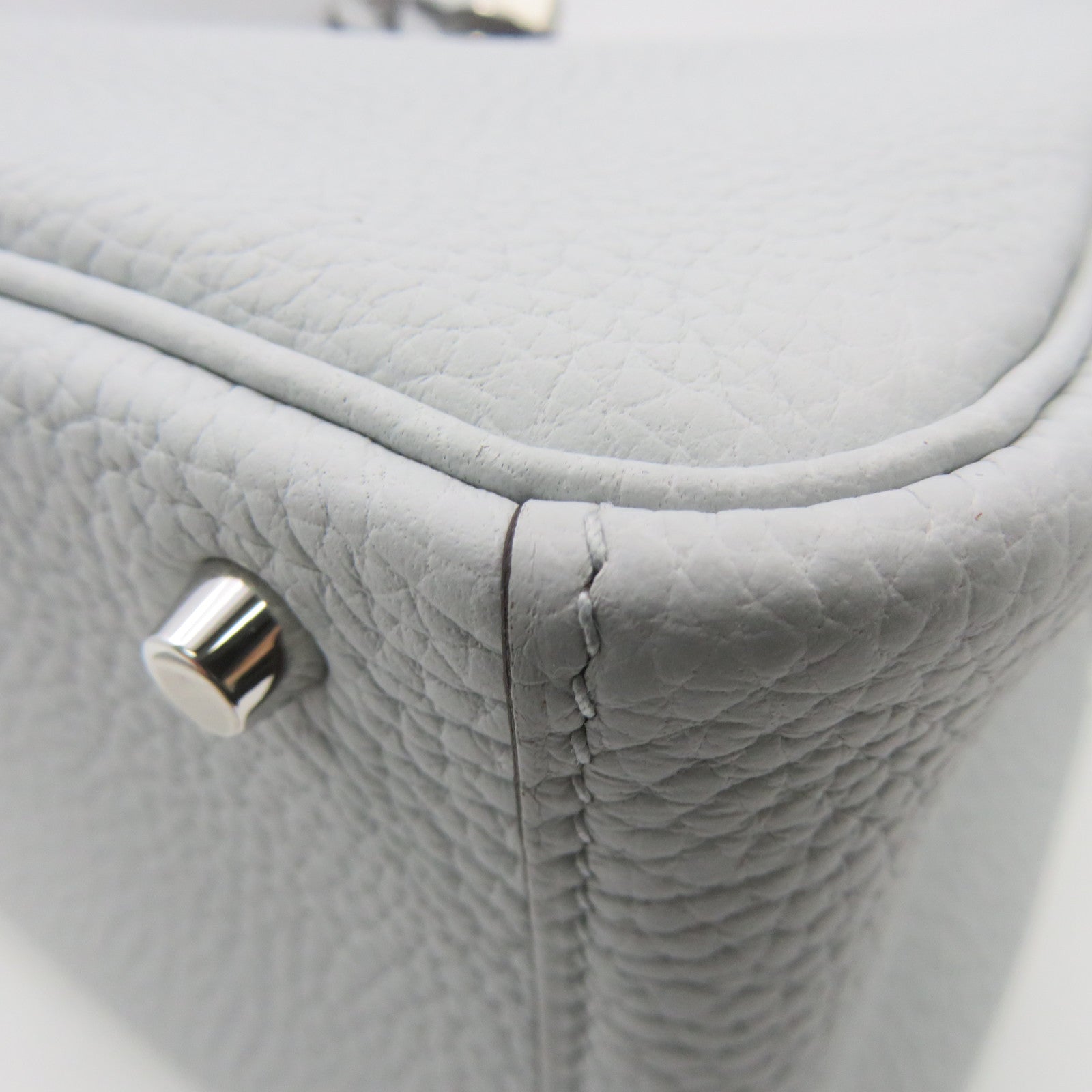 HERMES Clemence皮革Mini Lindy银扣肩背袋浅蓝