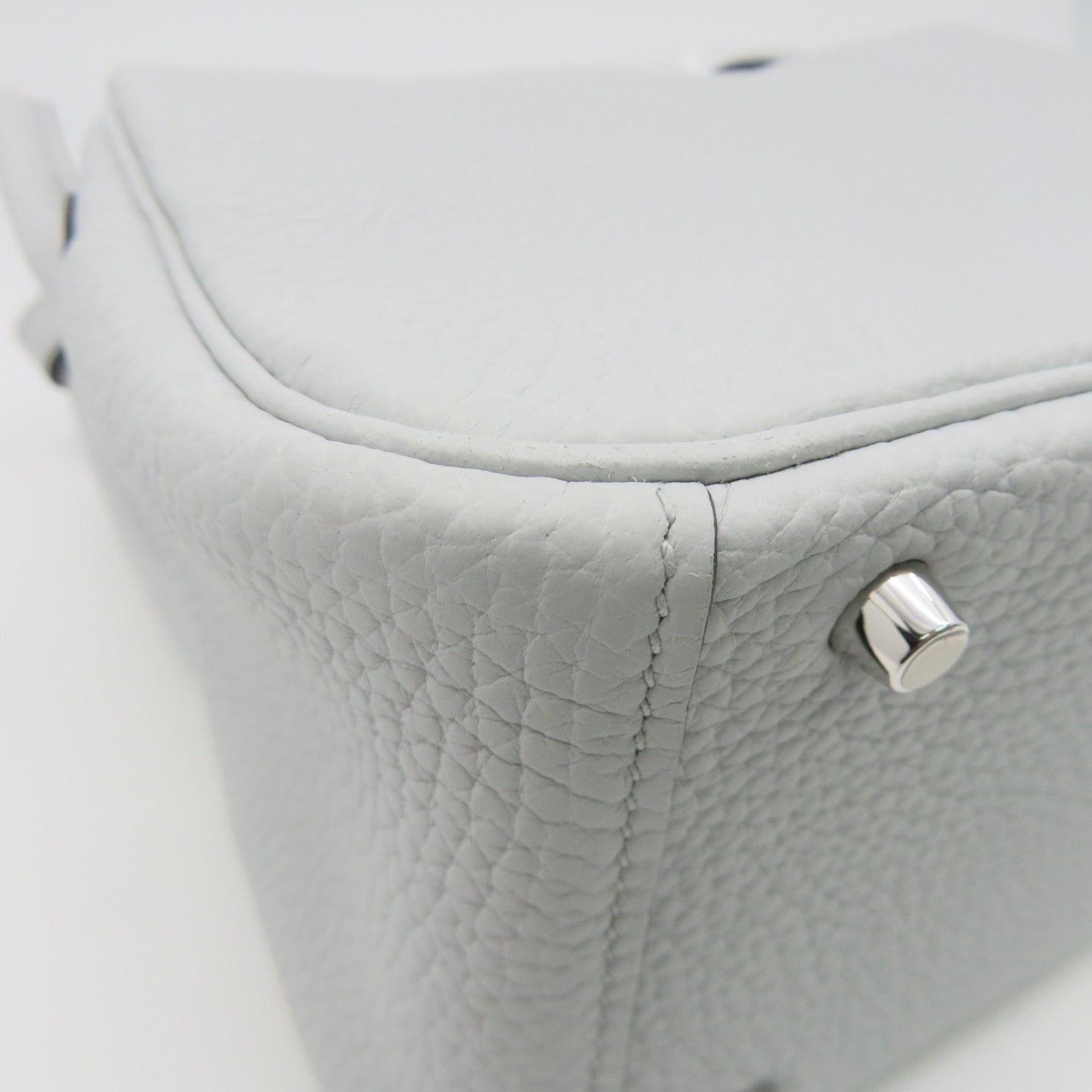 HERMES Clemence皮革Mini Lindy银扣肩背袋浅蓝