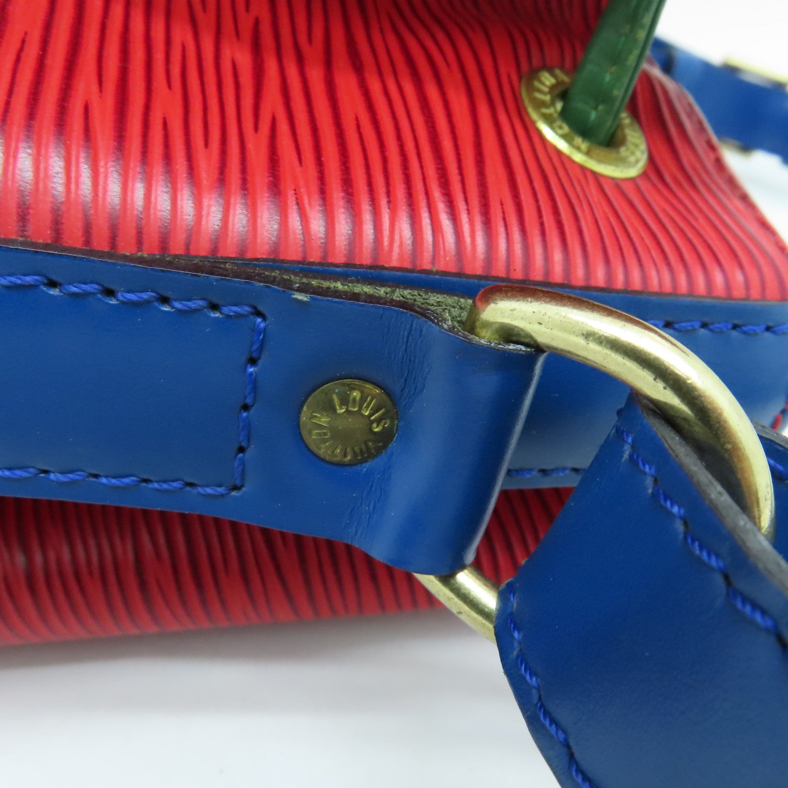 LOUIS VUITTON Epi Noe Tricolor金扣肩背袋紅色/藍色/綠色