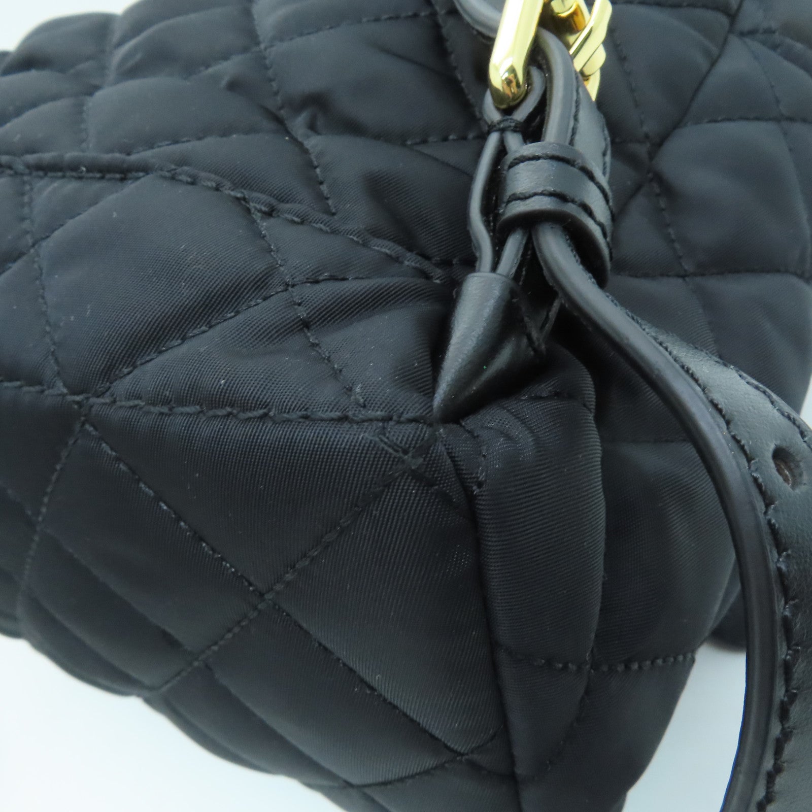 MOSCHINO Rhombus Nylon Backpack Gold Buckle Backpack Black