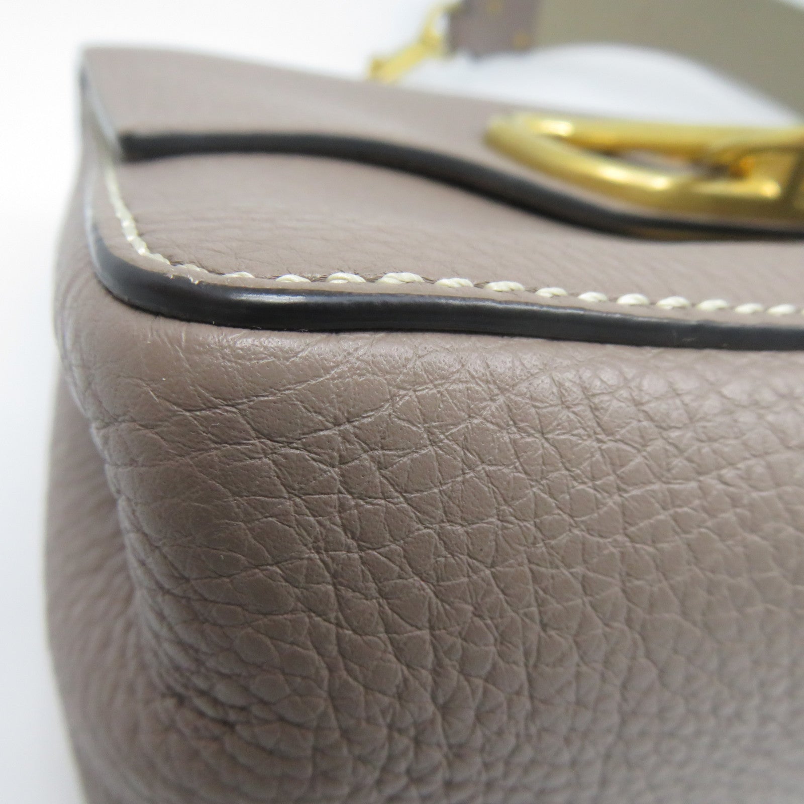 Valentino 牛皮皮革2 Way Shoulder金扣手挽肩背兩用袋灰色