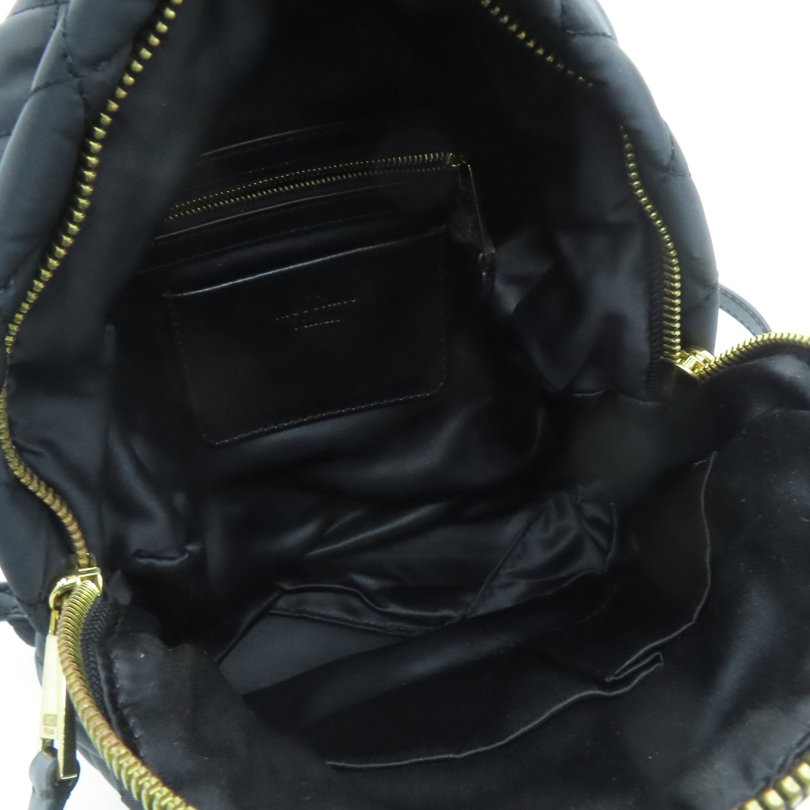 MOSCHINO Rhombus Nylon Backpack Gold Buckle Backpack Black
