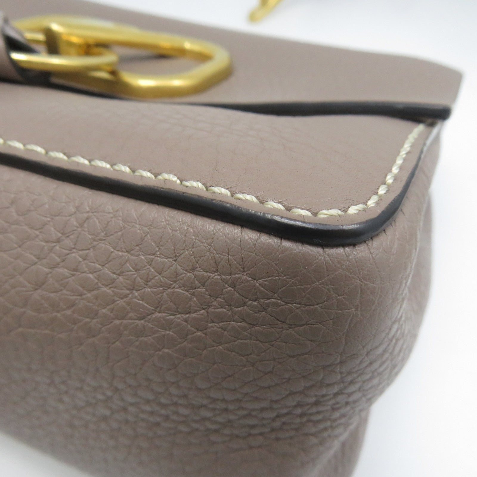Valentino 牛皮皮革2 Way Shoulder金扣手挽肩背兩用袋灰色