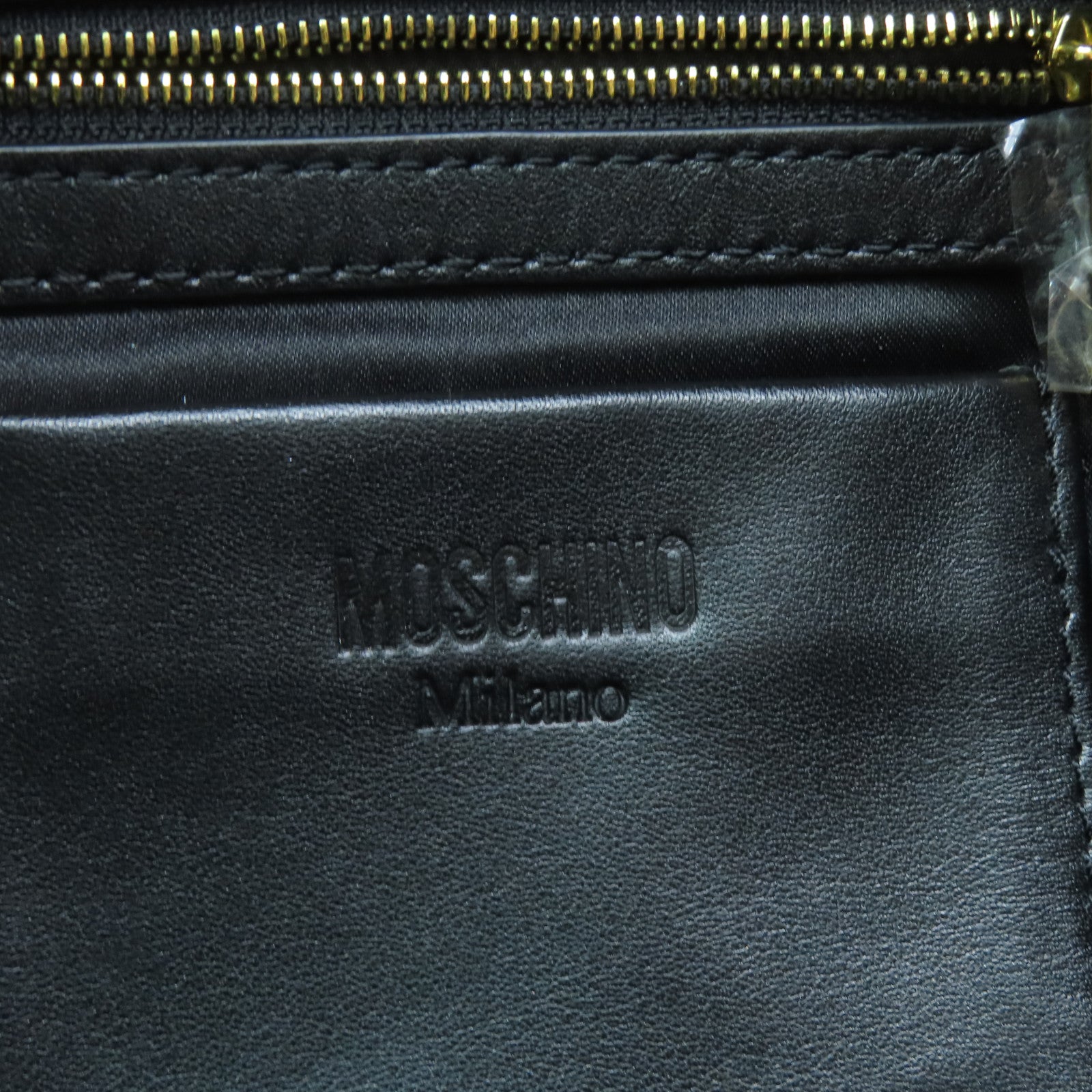 MOSCHINO Rhombus Nylon Backpack Gold Buckle Backpack Black