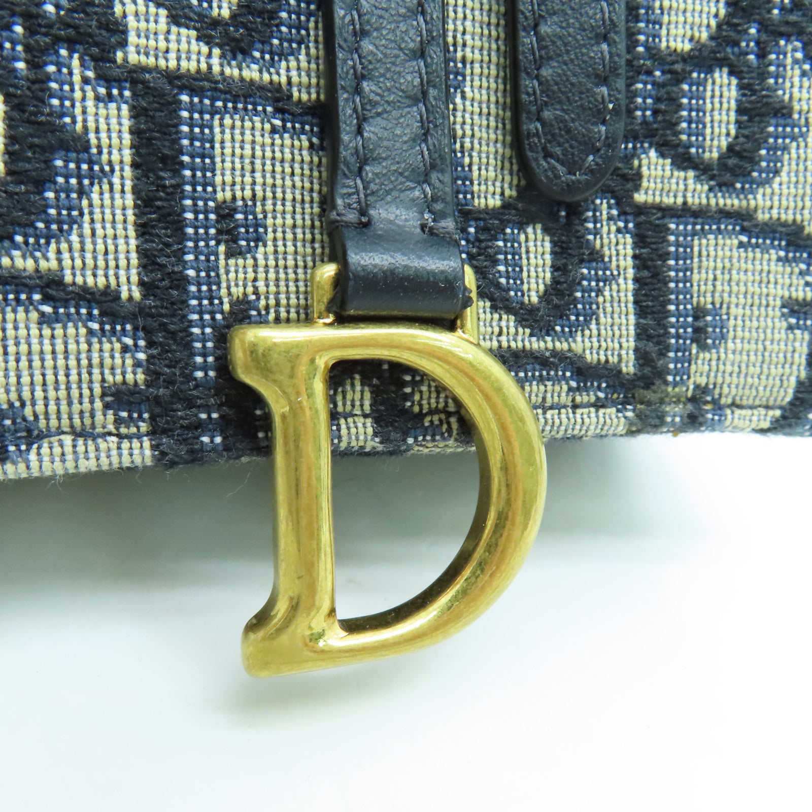 Dior 帆布Saddle Pouch金扣链带肩背袋蓝色