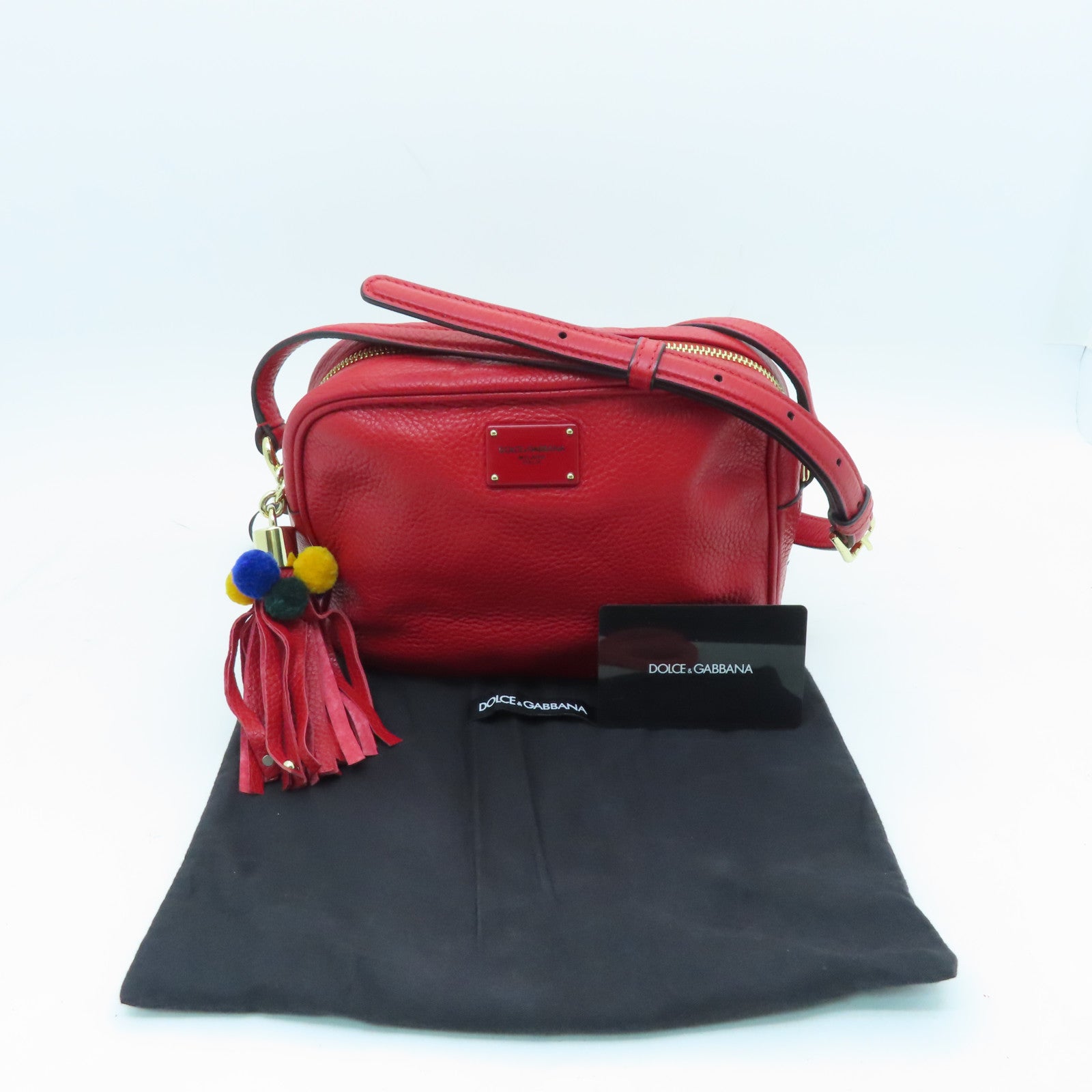 D&G cowhide leather Shoulder Bag gold buckle shoulder bag red