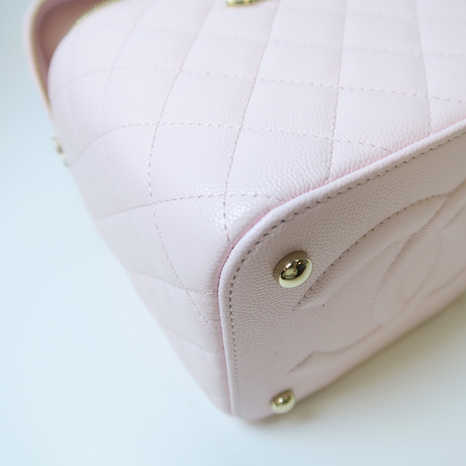CHANEL 菱格Caviar皮革Shoulder Bag金扣手挽肩背兩用袋粉紅色