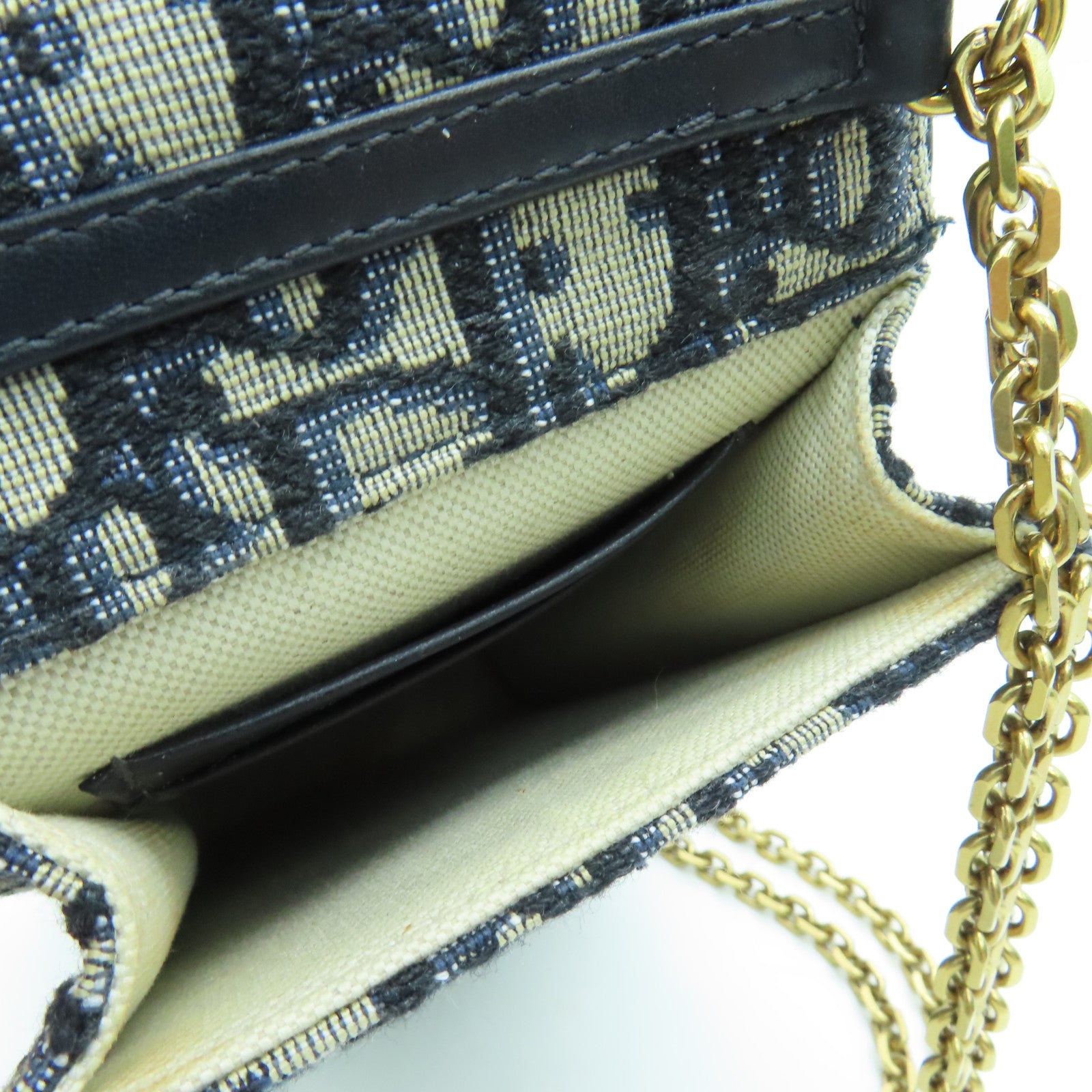 Dior 帆布Saddle Pouch金扣链带肩背袋蓝色