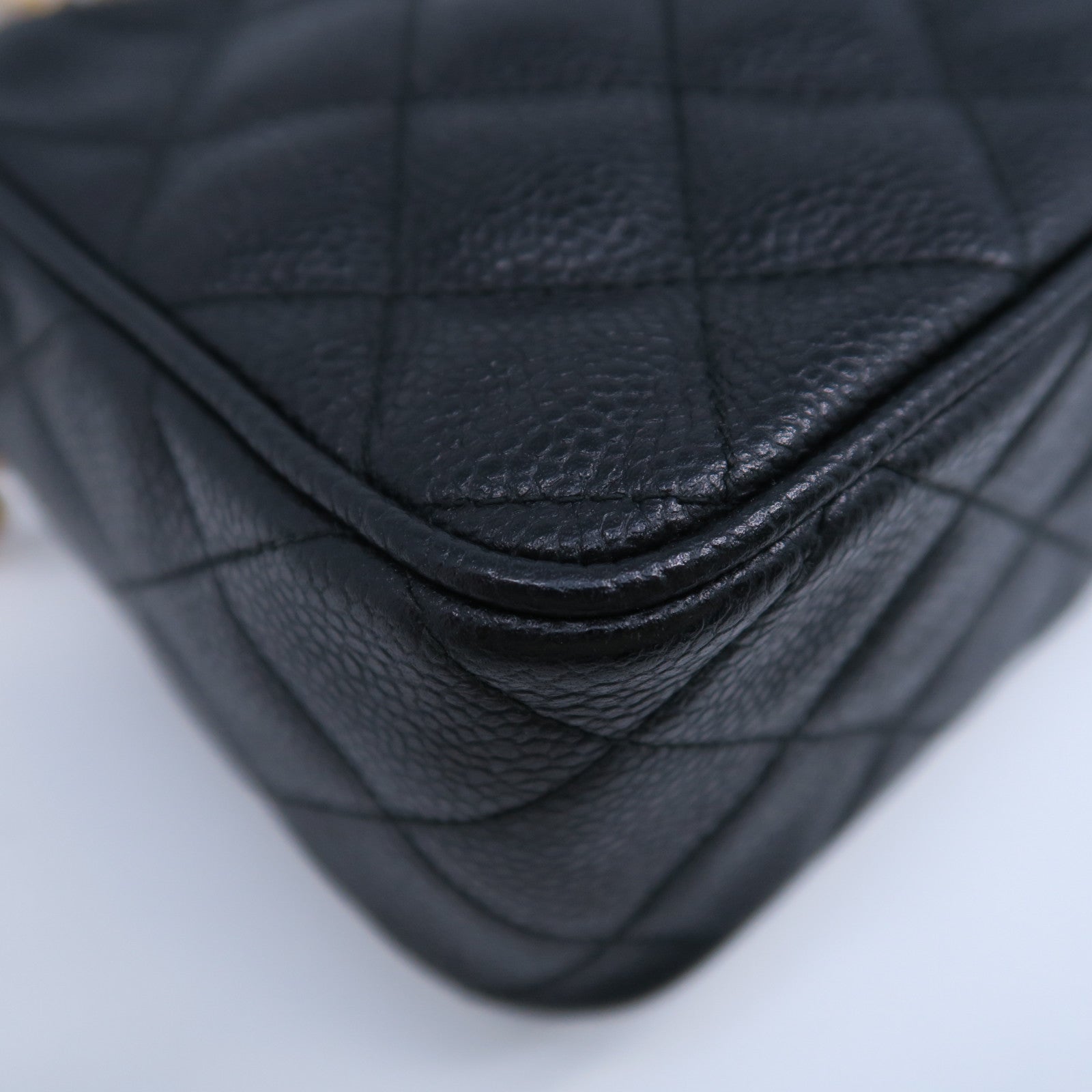 CHANEL 菱格牛皮皮革Chain Shoulder Bag金扣鏈帶肩背袋黑色