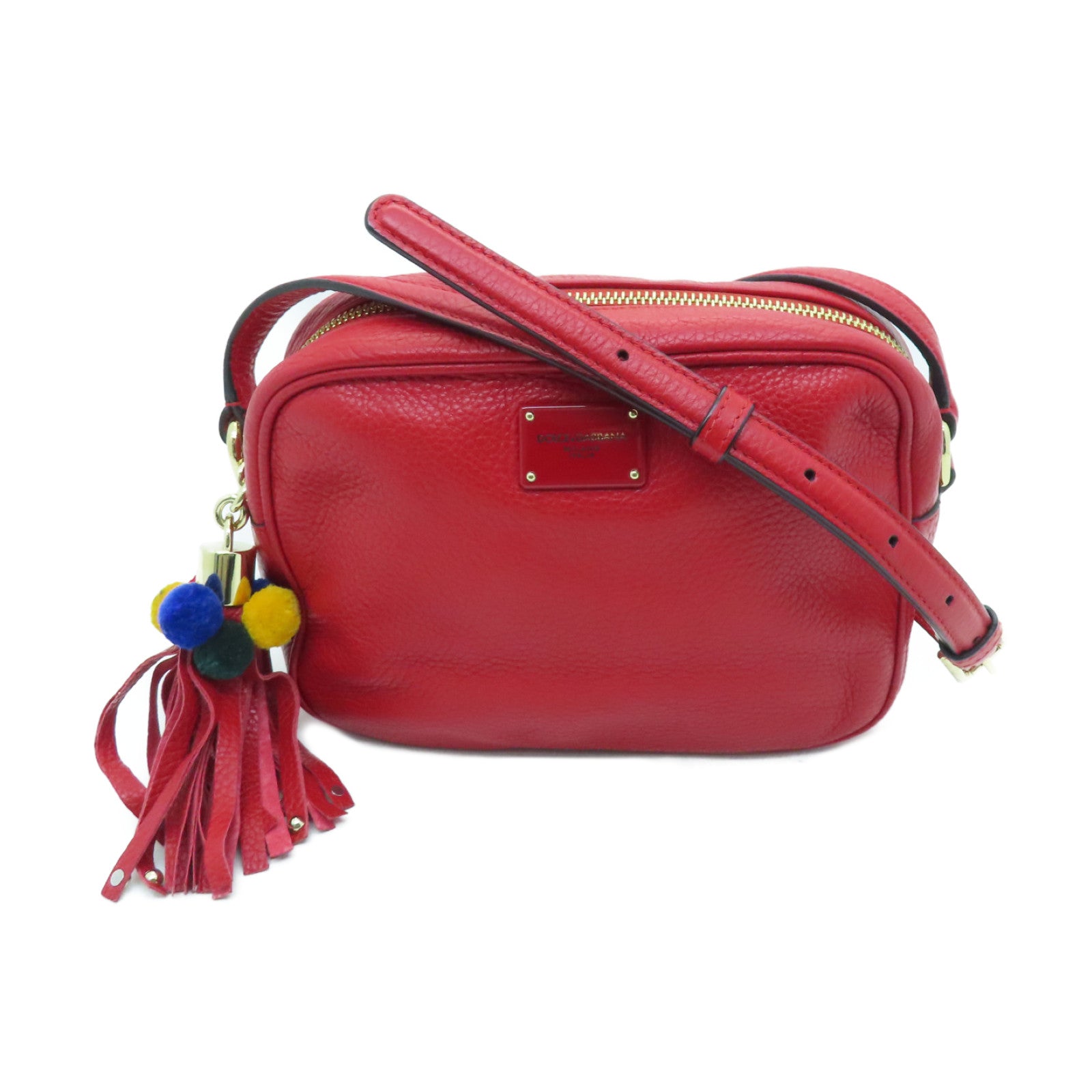 D&G cowhide leather Shoulder Bag gold buckle shoulder bag red
