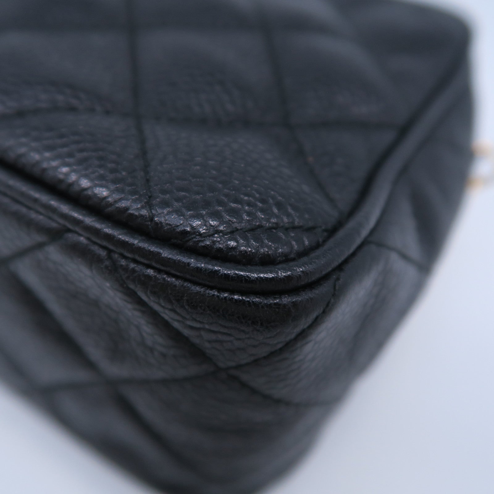 CHANEL 菱格牛皮皮革Chain Shoulder Bag金扣鏈帶肩背袋黑色