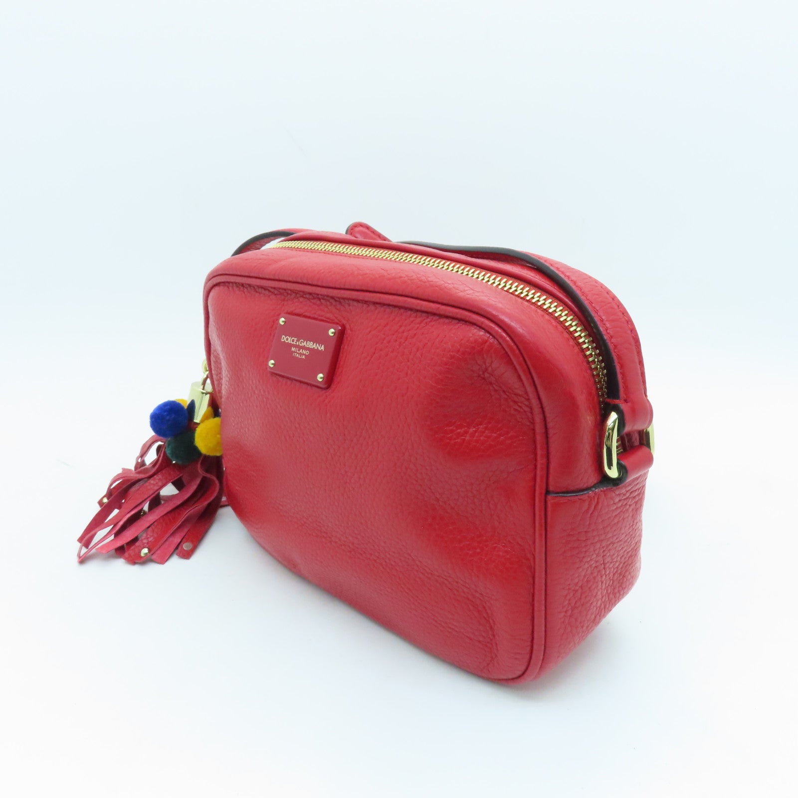 D&G cowhide leather Shoulder Bag gold buckle shoulder bag red